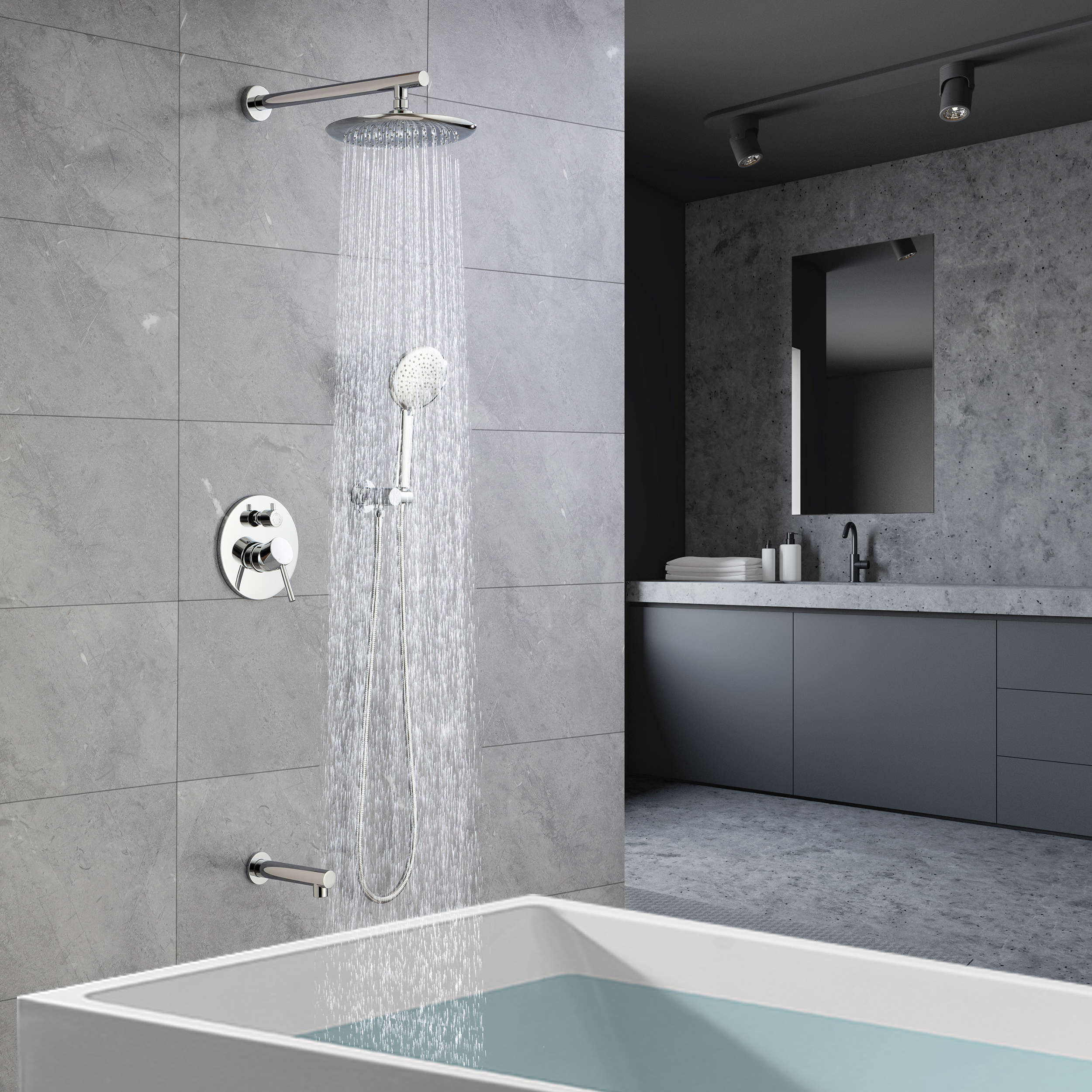 CASAINC 9.5inch Wall-mounted rain shower faucet with pressure balanced valve