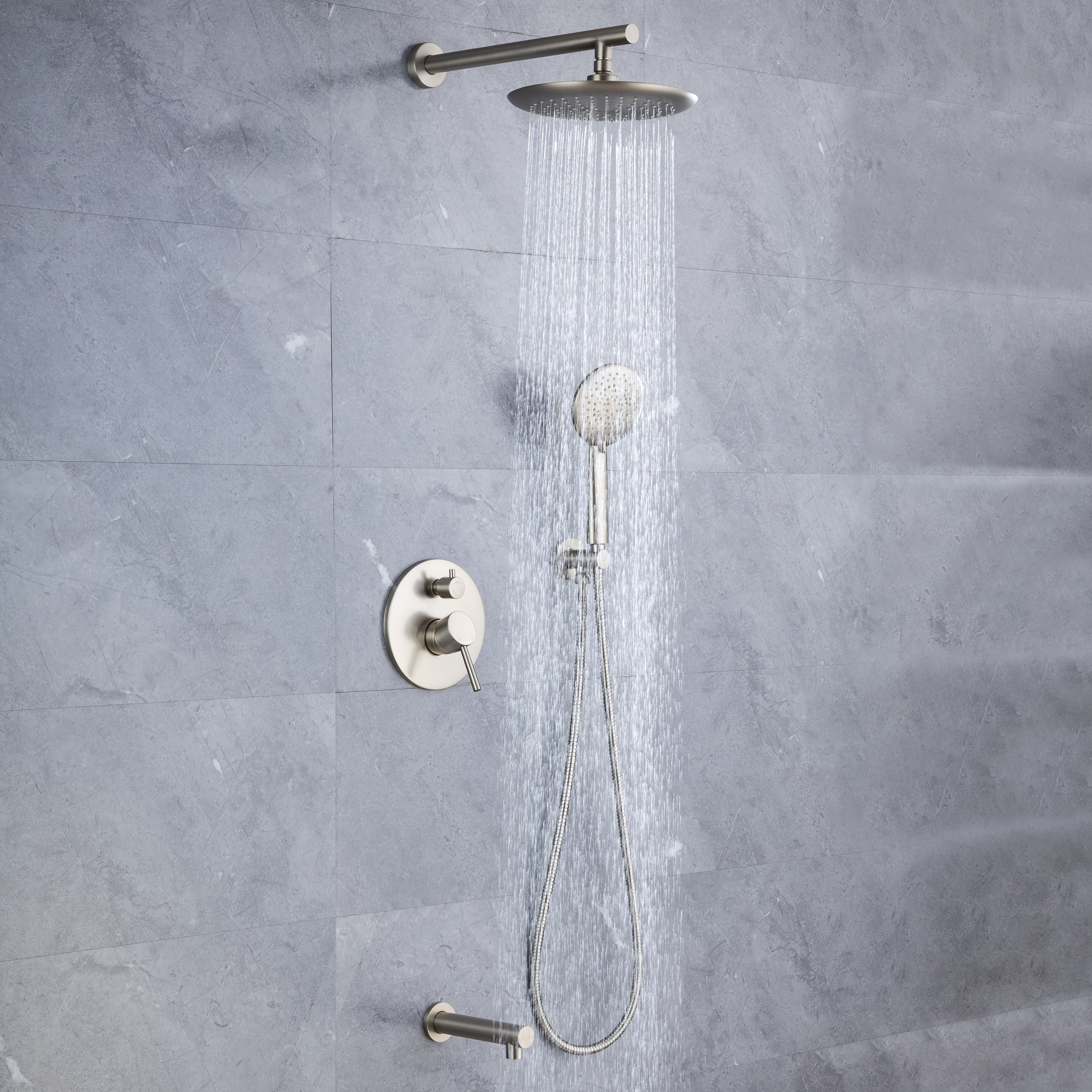 CASAINC 9.5inch Wall-mounted rain shower faucet with pressure balanced valve