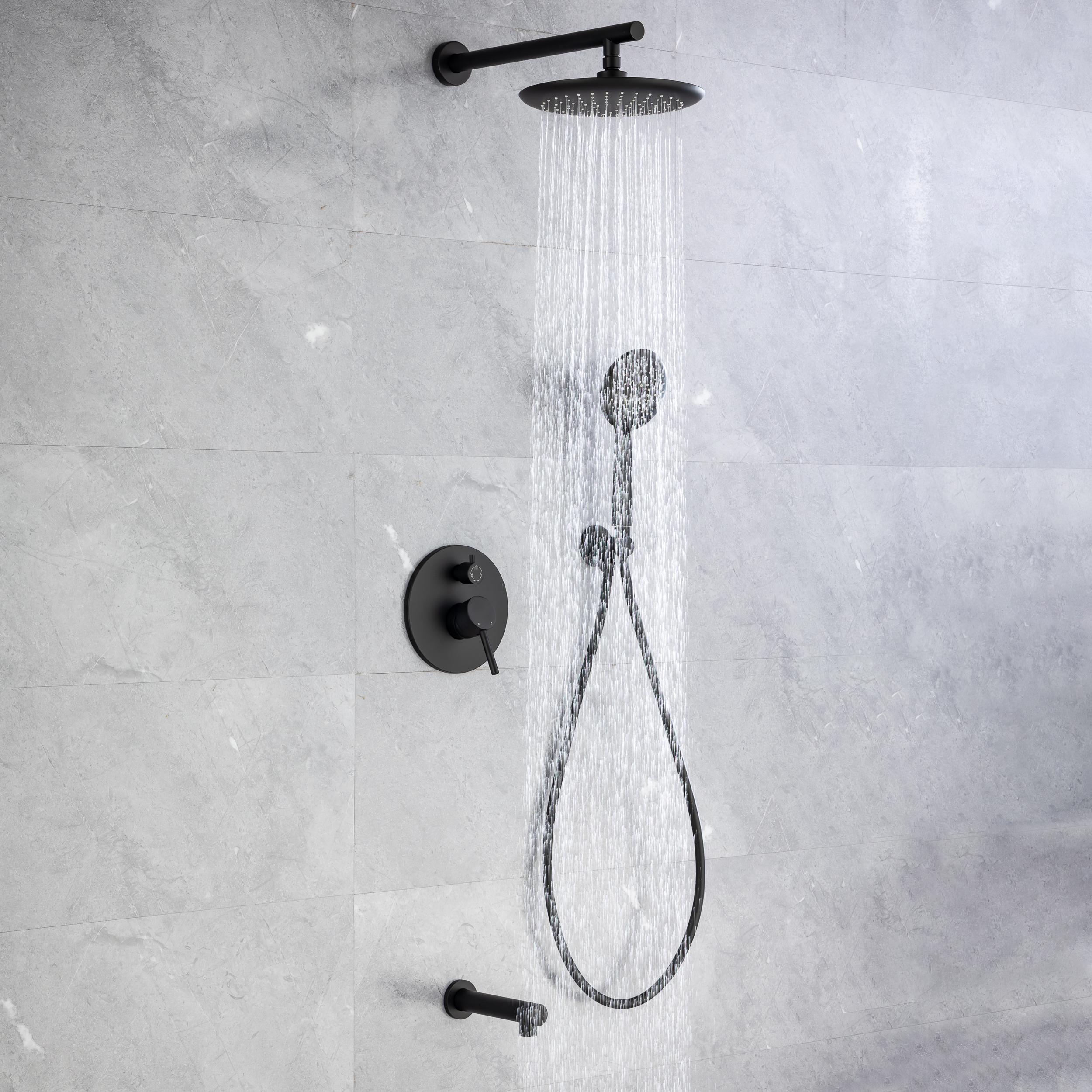 CASAINC 9.5inch Wall-mounted rain shower faucet with pressure balanced valve
