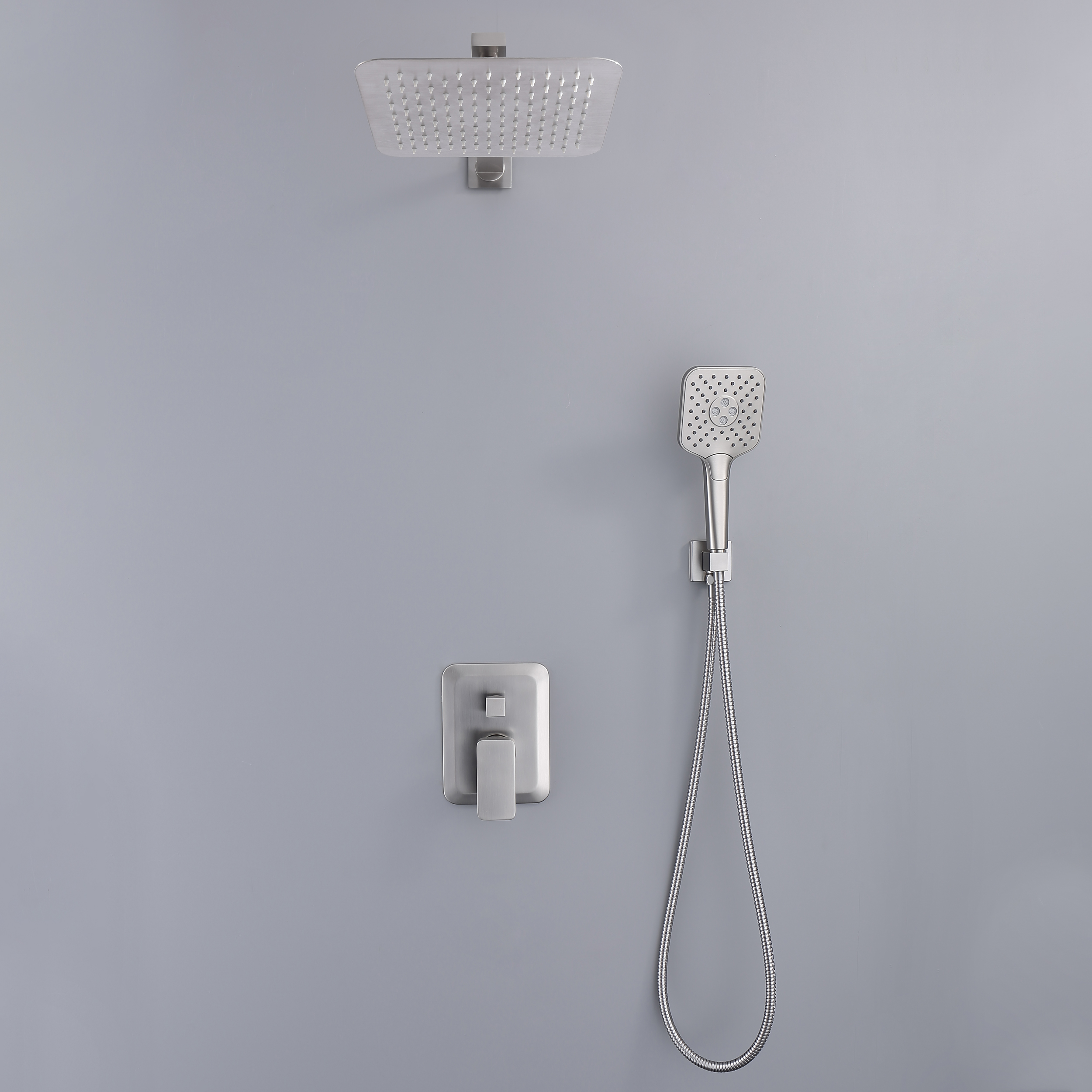 CASAINC 9.8" Square Wall-mounted Rain Shower Faucet with Pressure Balanced Valve