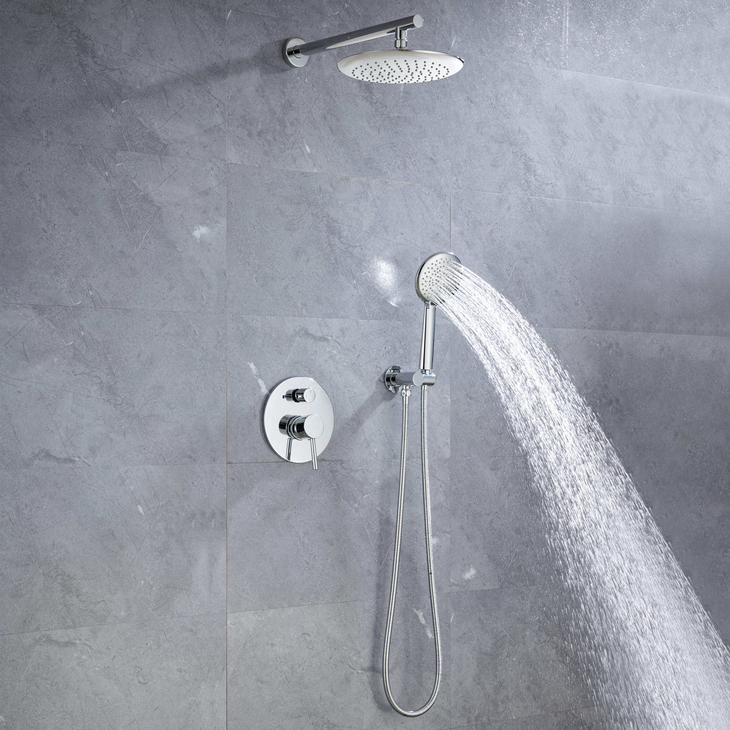 CASAINC 9.5'' Wall-mounted rain shower faucet with pressure balanced valve