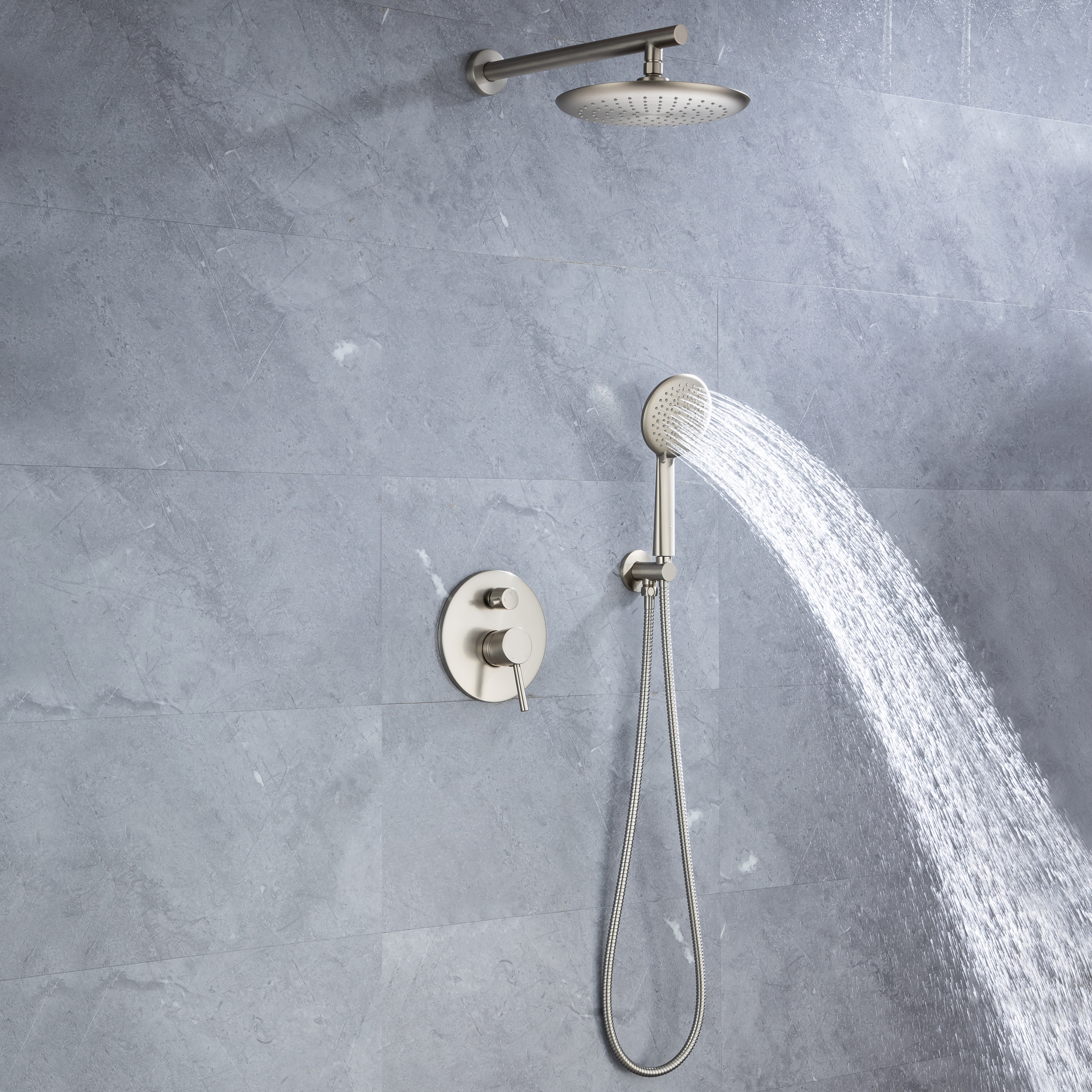 CASAINC 9.5'' Wall-mounted rain shower faucet with pressure balanced valve