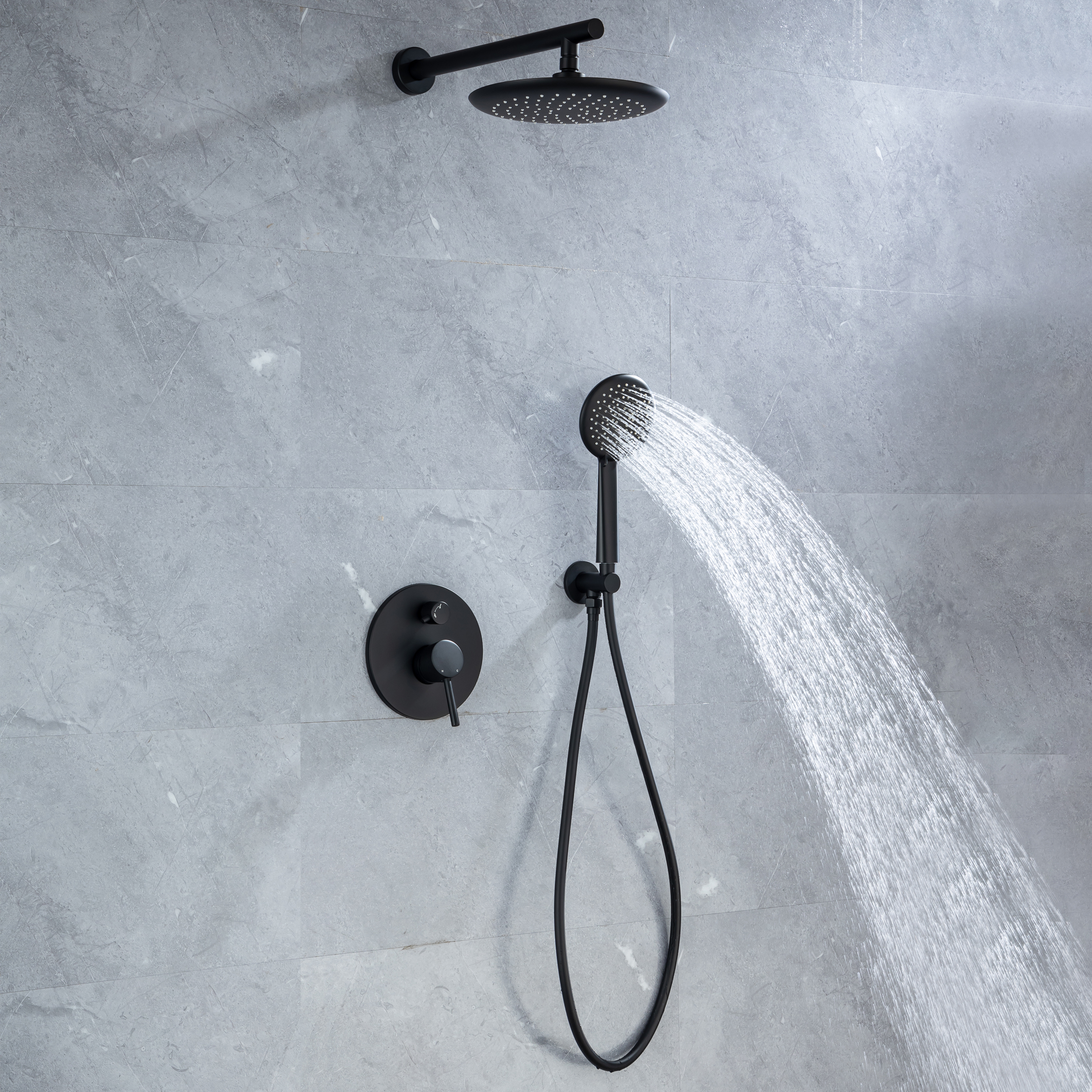 CASAINC 9.5'' Wall-mounted rain shower faucet with pressure balanced valve