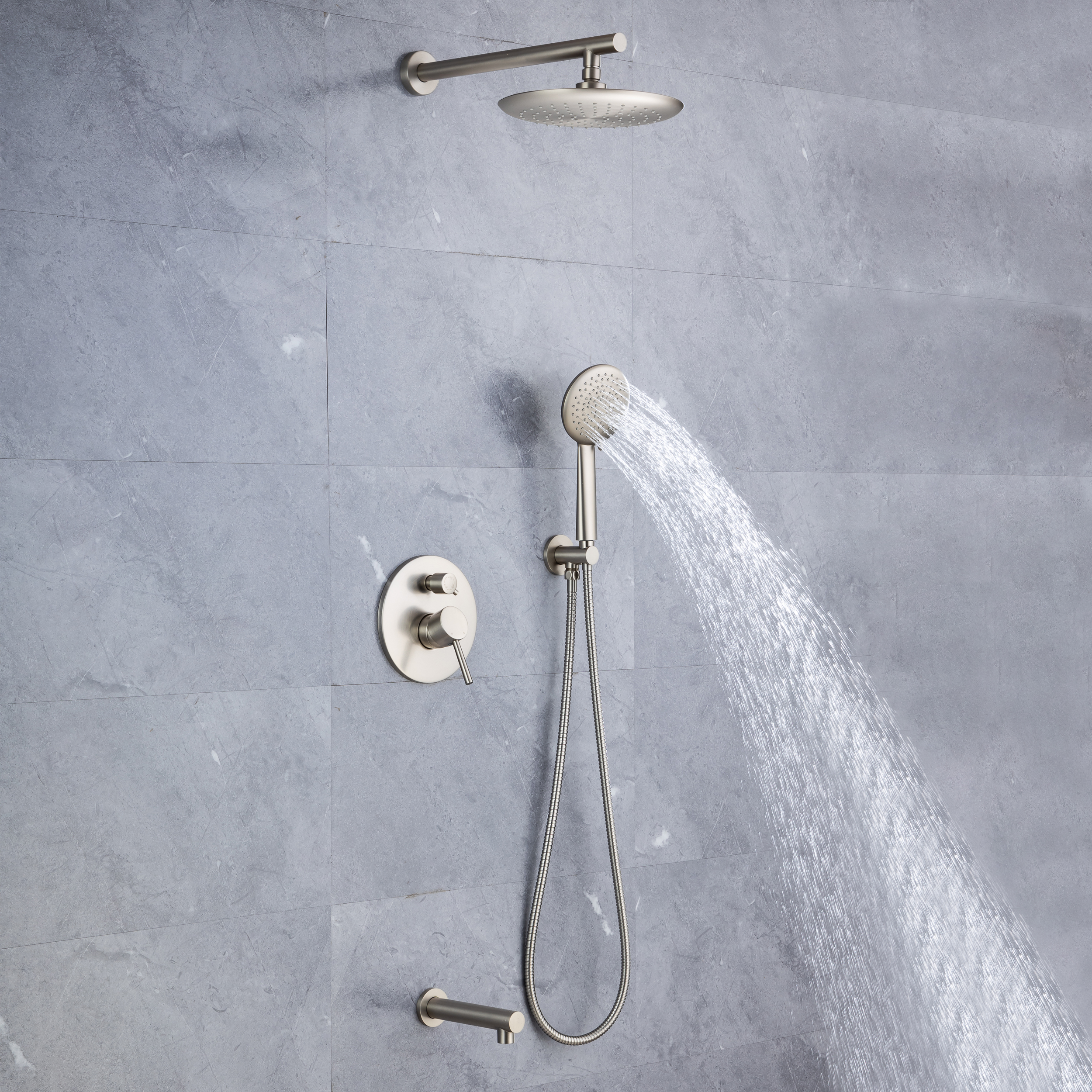 CASAINC 9.5inch Wall-mounted rain shower faucet with pressure balanced valve