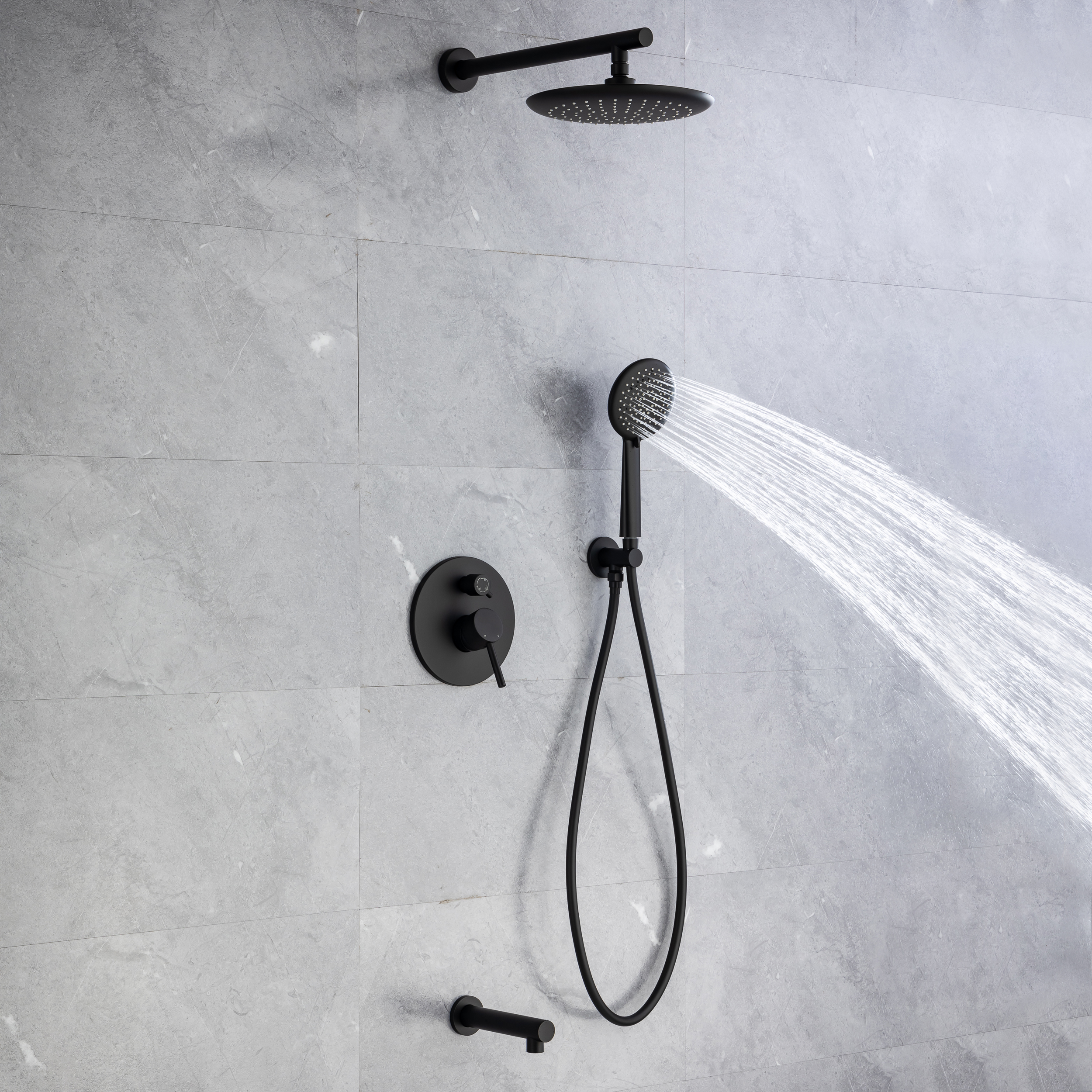 CASAINC 9.5inch Wall-mounted rain shower faucet with pressure balanced valve