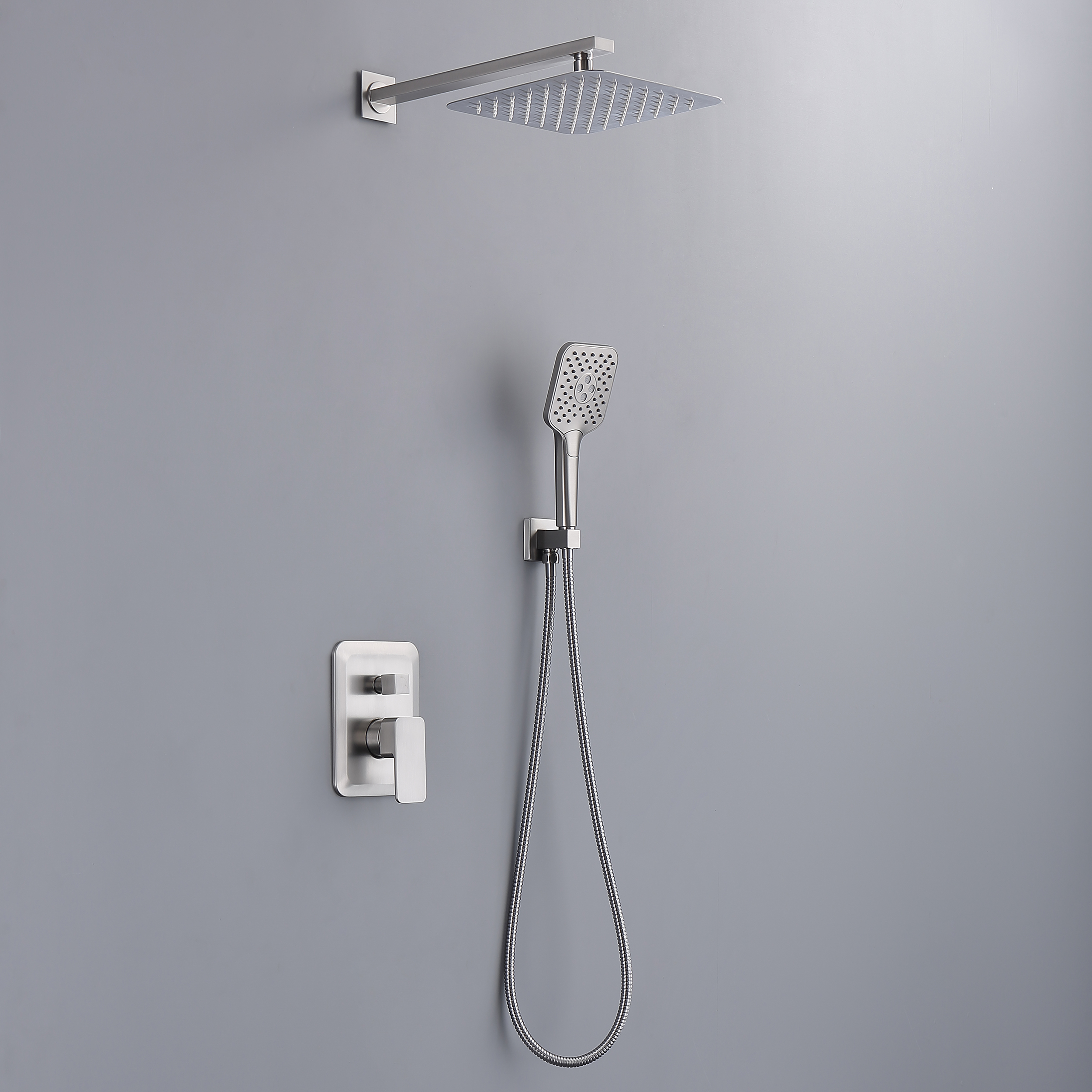 CASAINC 9.8" Square Wall-mounted Rain Shower Faucet with Pressure Balanced Valve