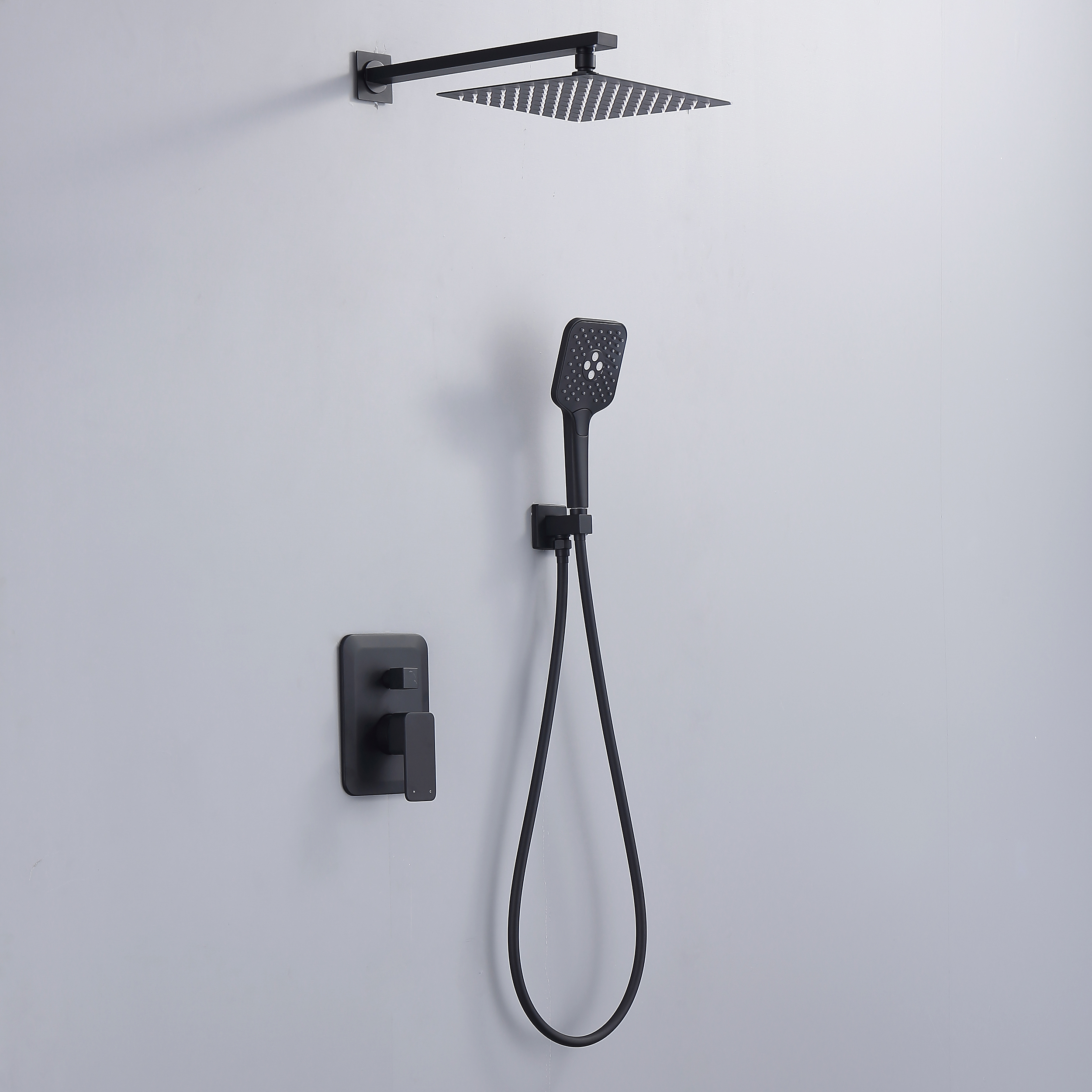 CASAINC 9.8" Square Wall-mounted Rain Shower Faucet with Pressure Balanced Valve