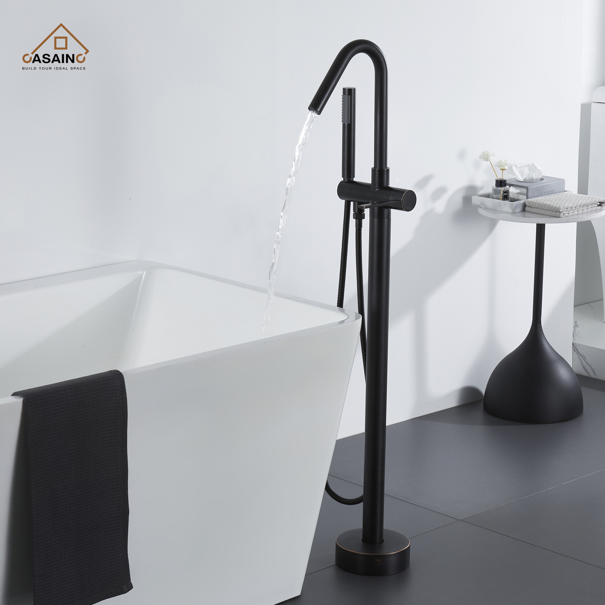 Freestanding Single-Handle Bathtub Faucet with Hand Shower