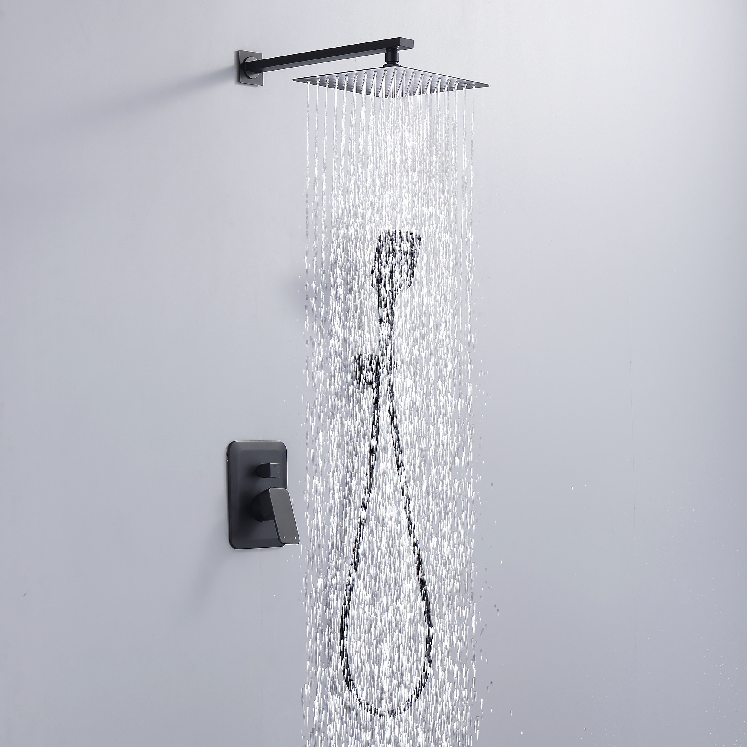 CASAINC 9.8" Square Wall-mounted Rain Shower Faucet with Pressure Balanced Valve