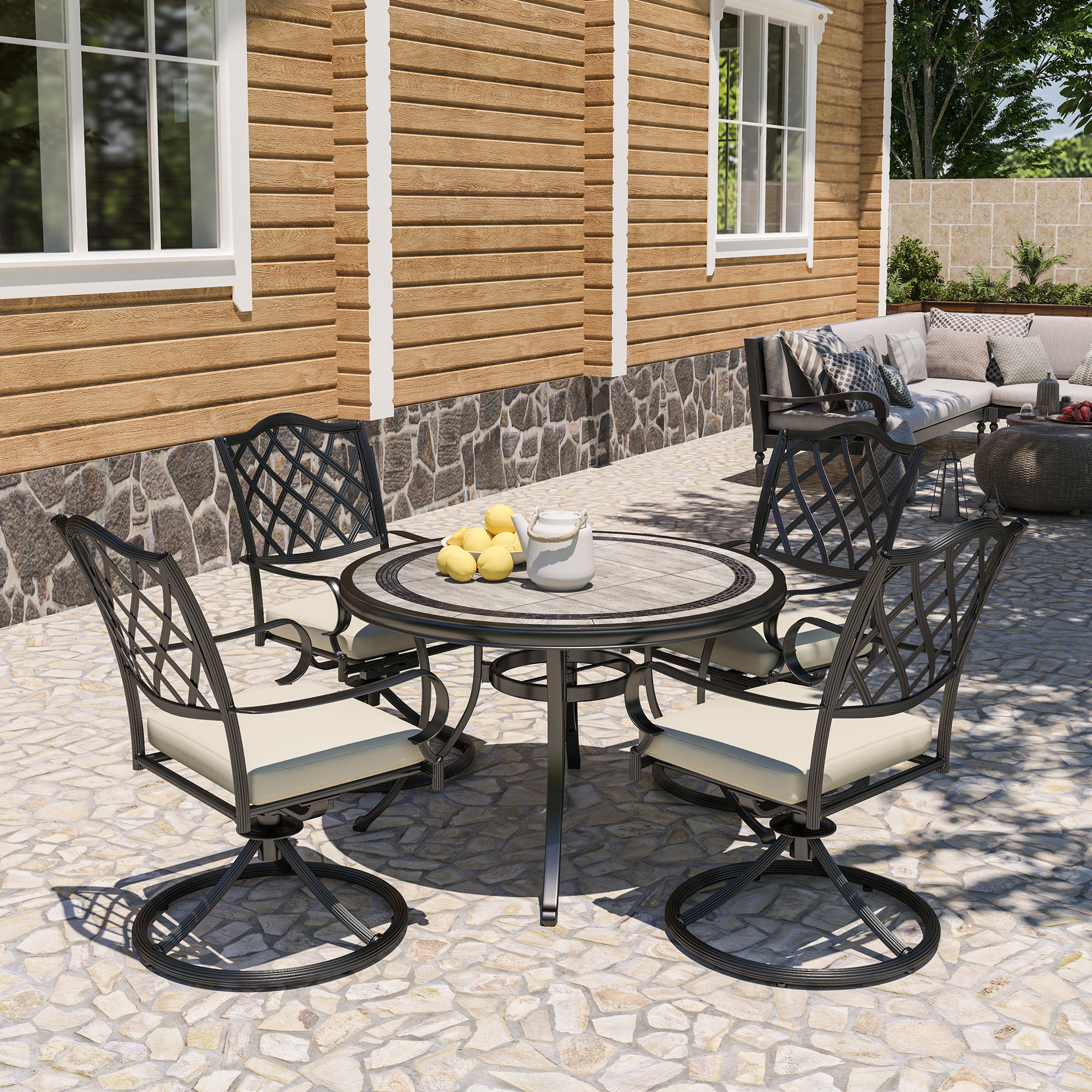 Cast aluminum swivel online chairs