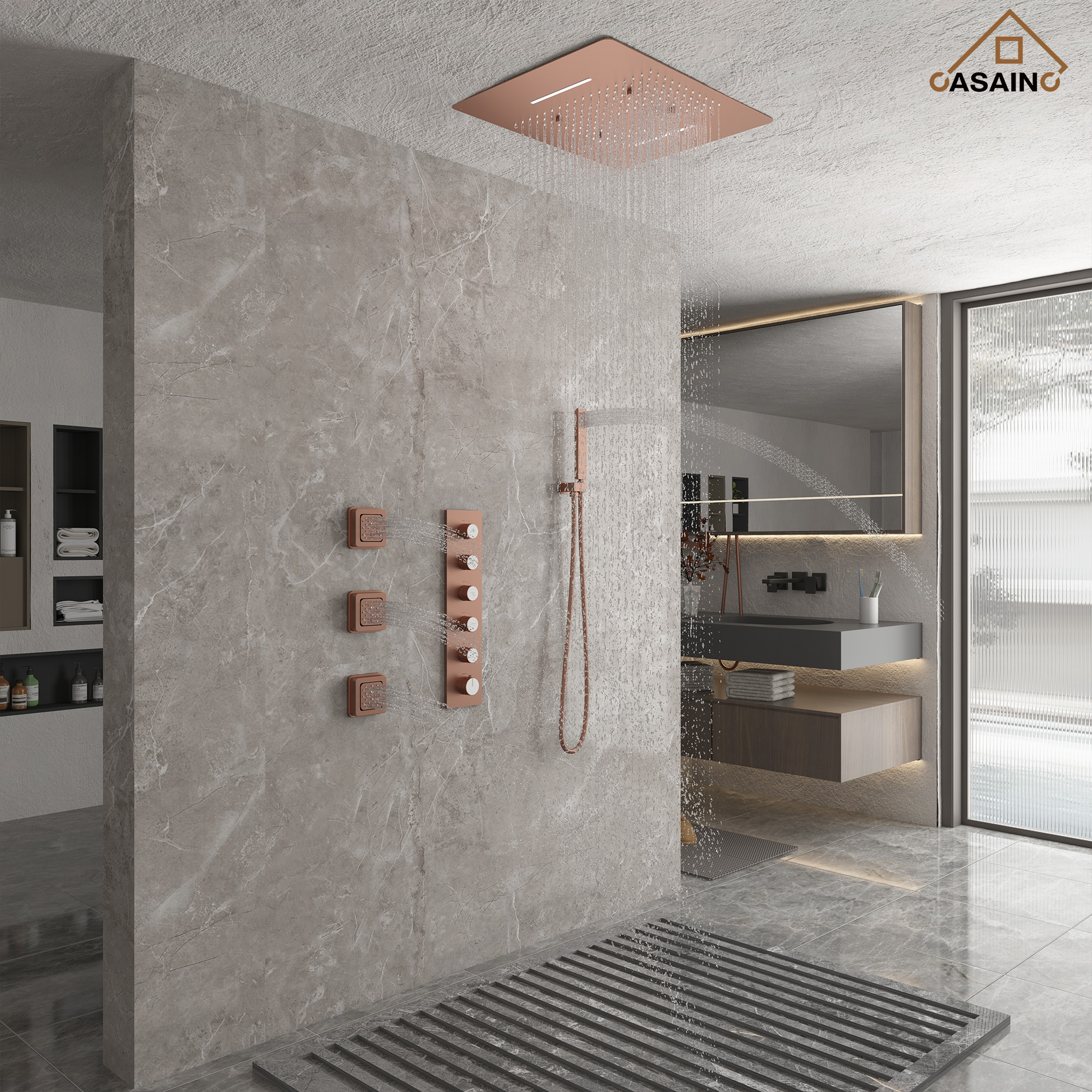 Multifunctional concealed large overhead spray luxury shower