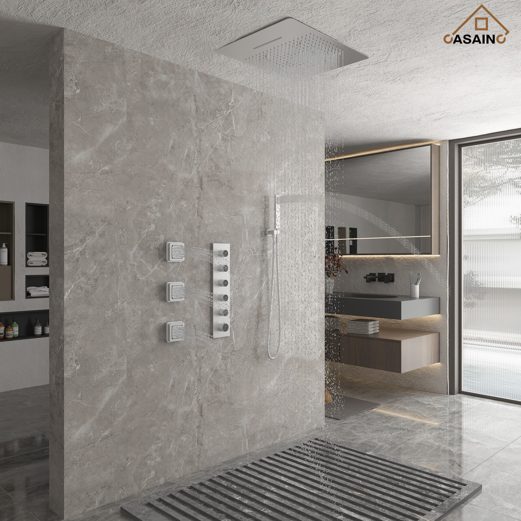 Multifunctional concealed large overhead spray luxury shower