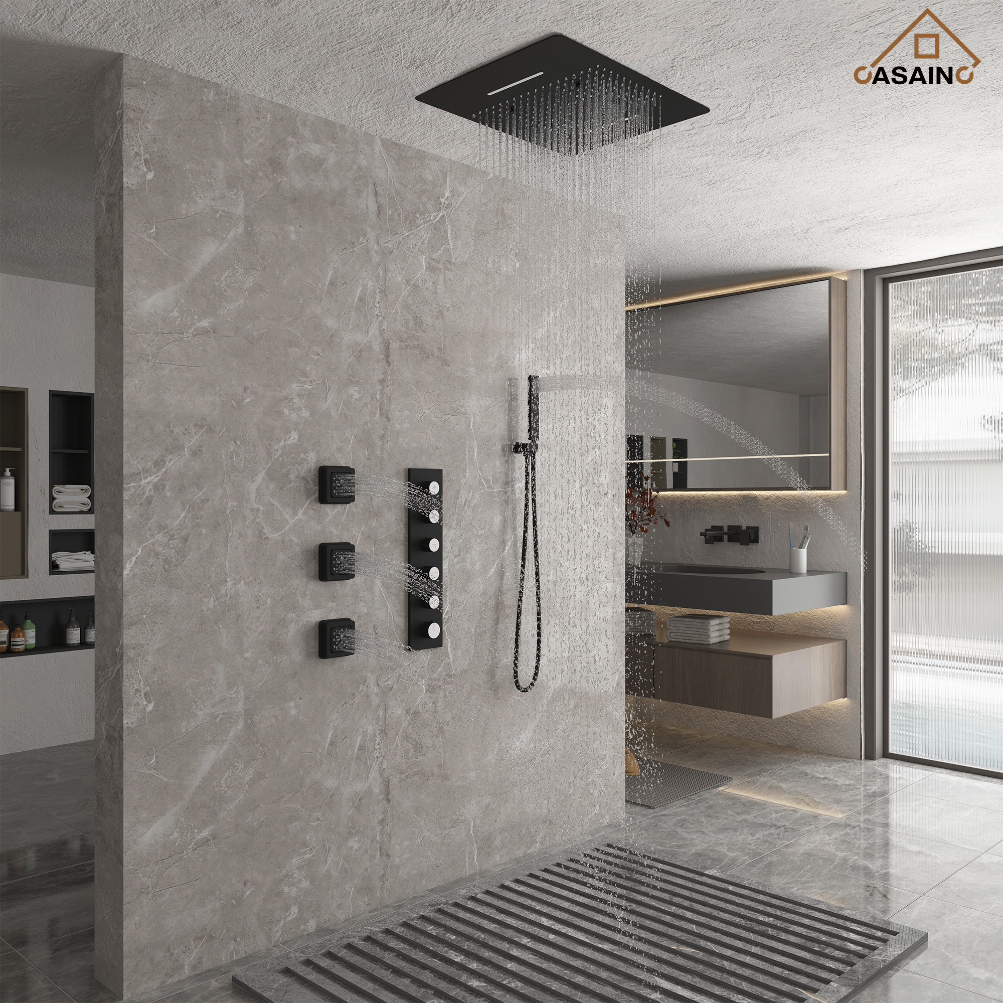 Multifunctional concealed large overhead spray luxury shower