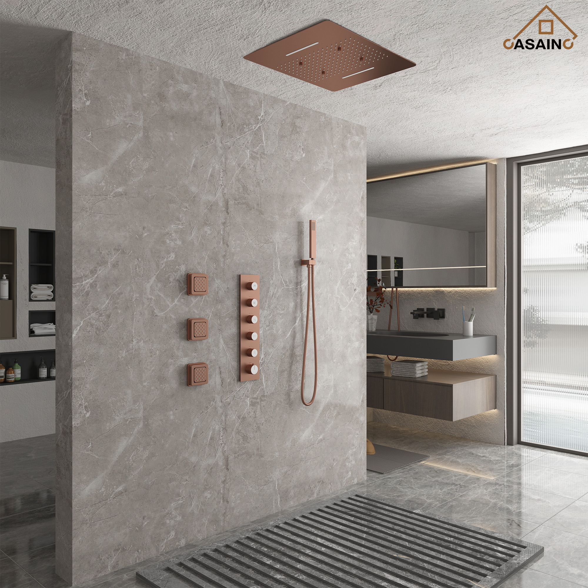 Multifunctional concealed large overhead spray luxury shower