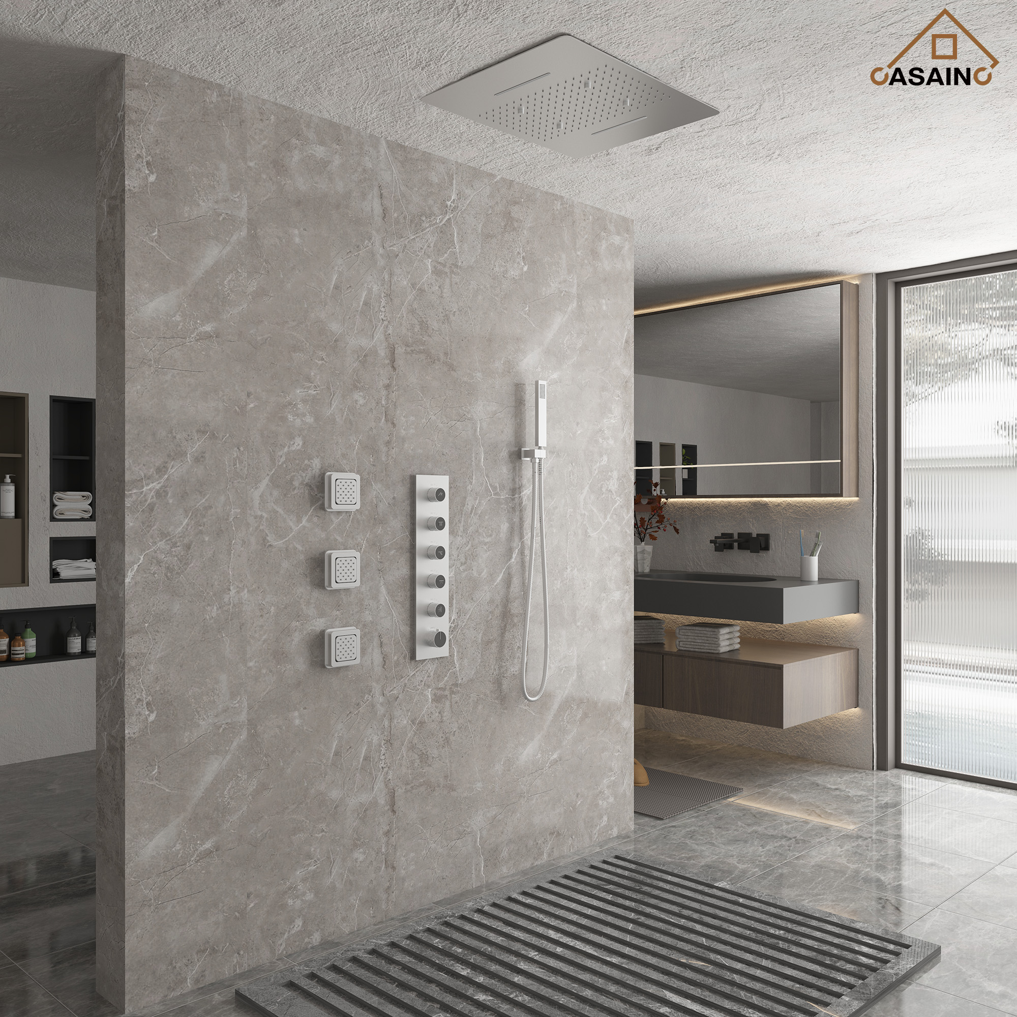 Multifunctional concealed large overhead spray luxury shower