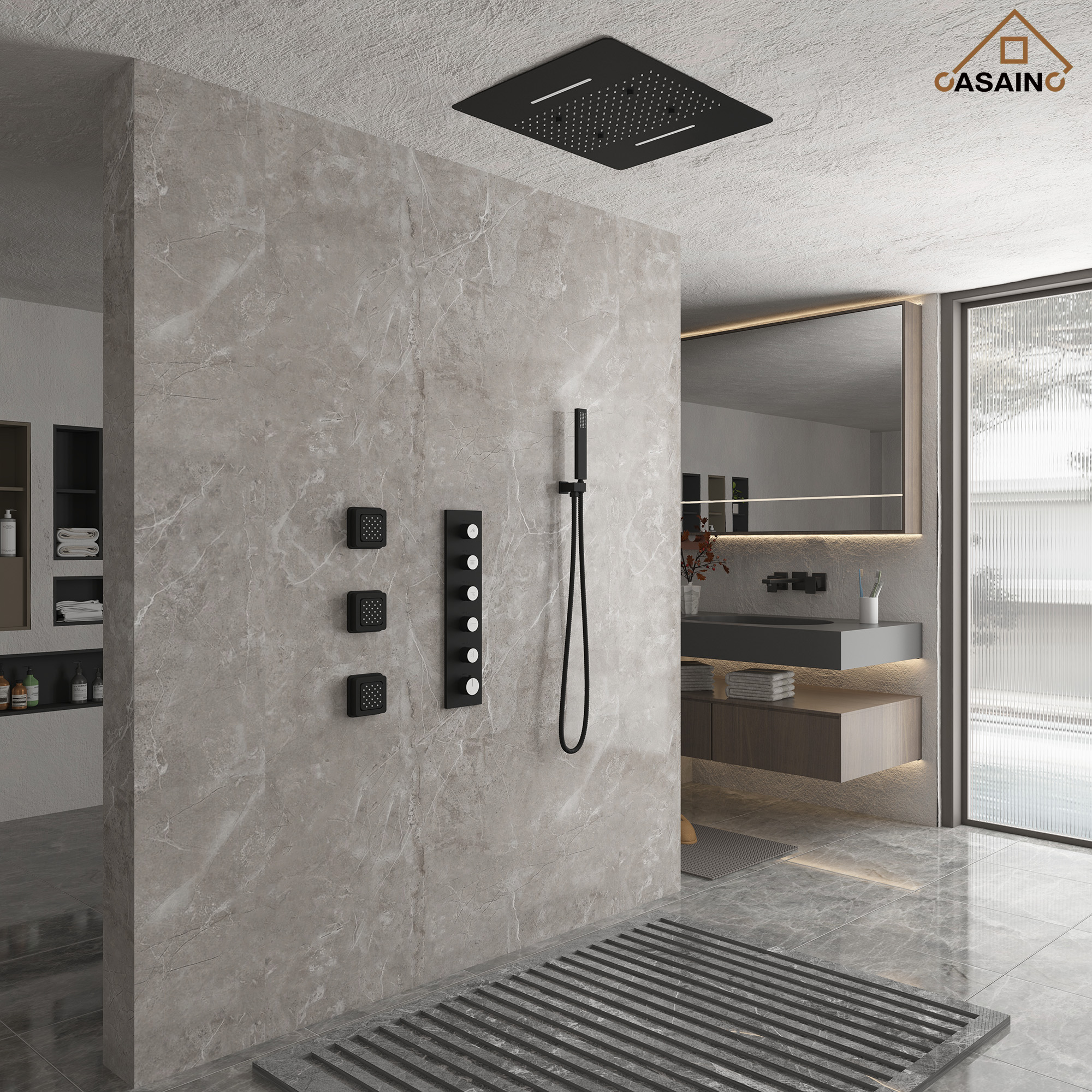 Multifunctional concealed large overhead spray luxury shower