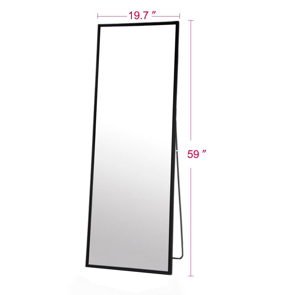 Full Body Mirror Full Length Floor Mirror Free Standing Black Dressing Mirror Home Décor (59" x 19.7")-CASAINC