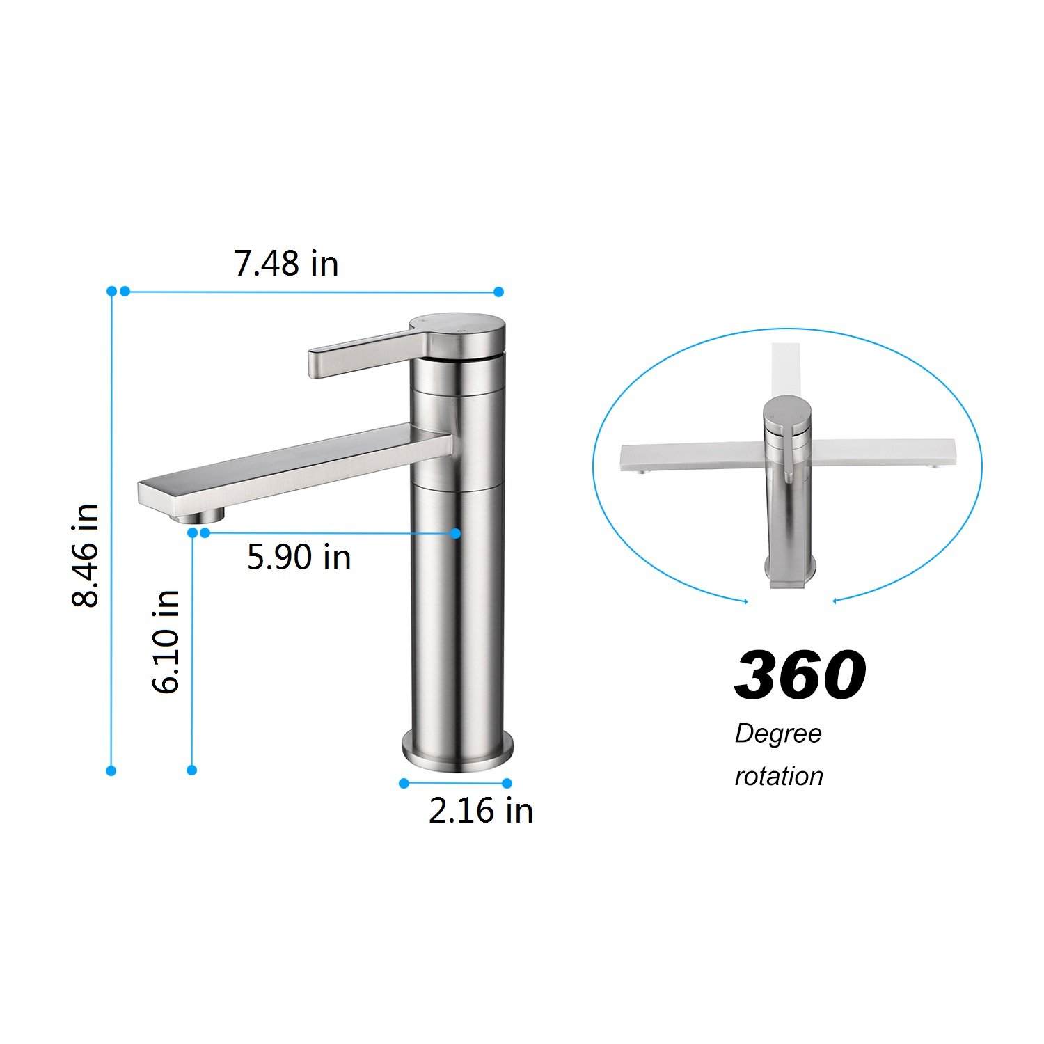 Single Handle Sink Vanity Bathroom Faucet in Brushed Nickel-CASAINC