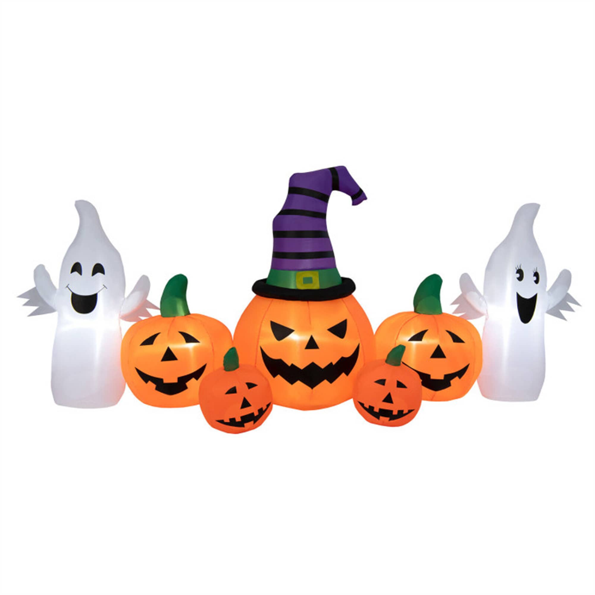 CASAINC 9 Feet Long Halloween Inflatable Pumpkins with 2 Ghosts