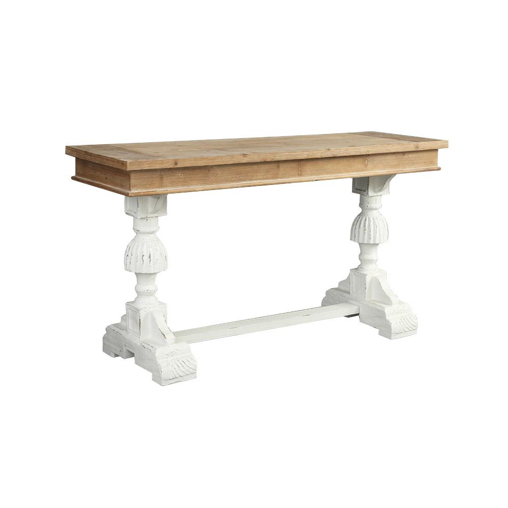 Unique Style White 60 in. Length Rectangle MDF Console Table with Sumptuous Curves Legs-CASAINC
