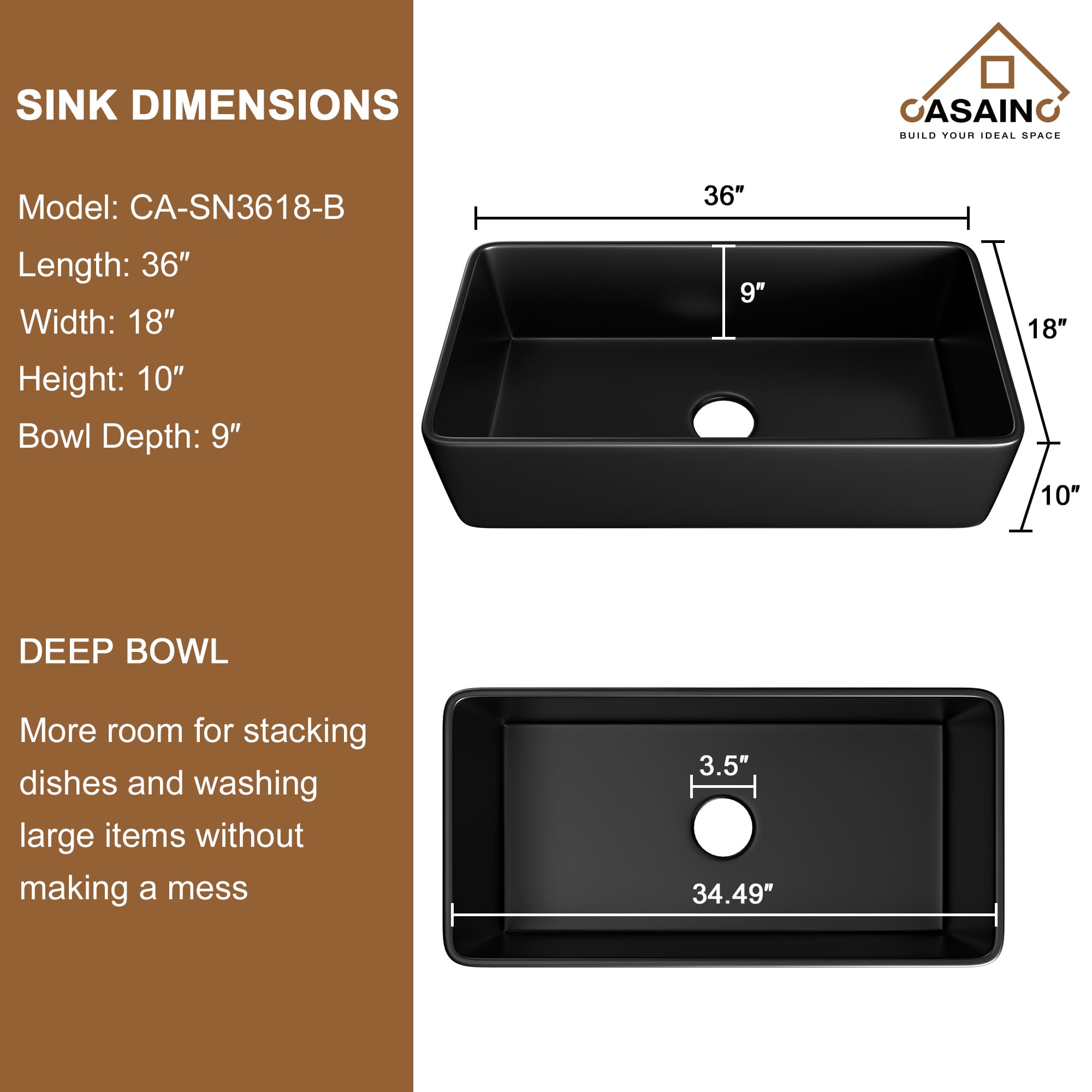 Fireclay 36 in. Single Bowl Farmhouse Apron Kitchen Sink with Bottom Grid and Strainers With cUPC Certified, in White Glossy/Matte Black