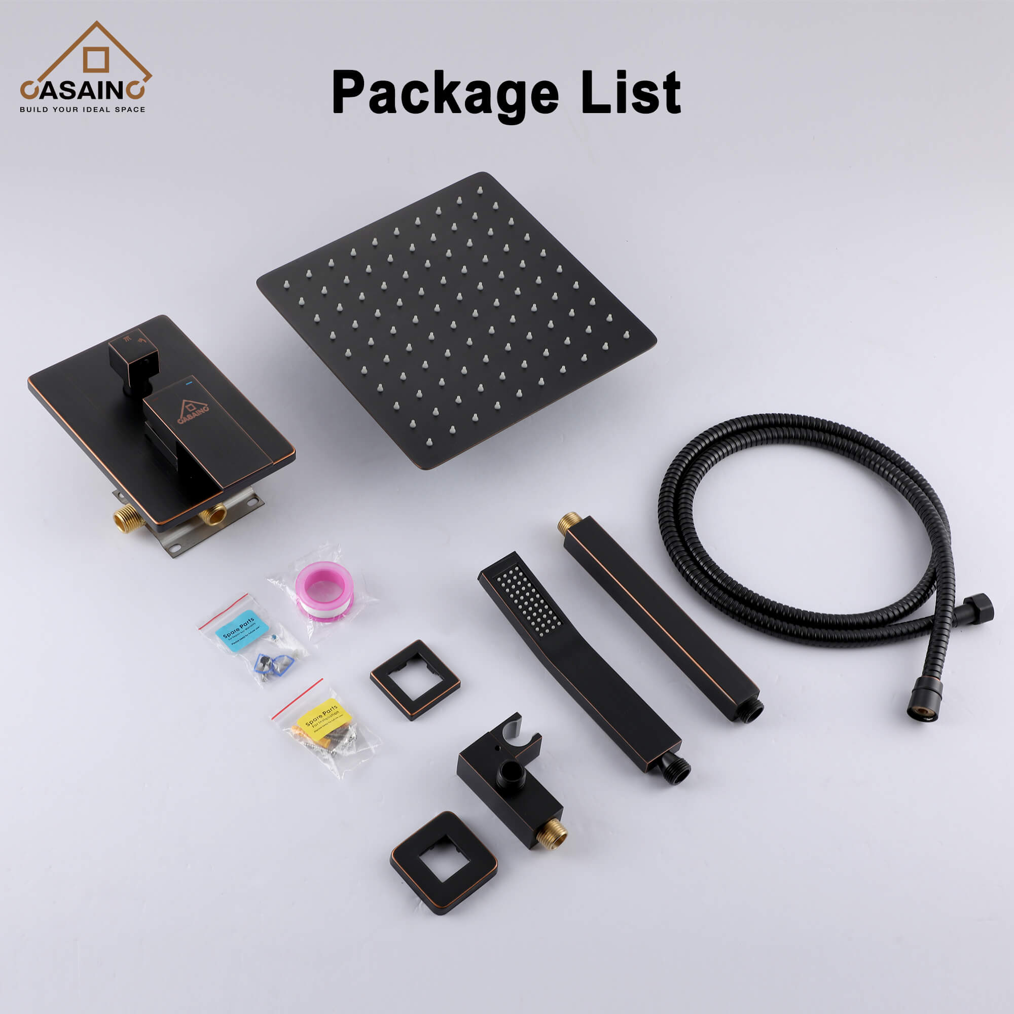 Casainc 2-Function Ceiling-Mounted Shower System with Handheld Shower in Oil Rubbed Bronze