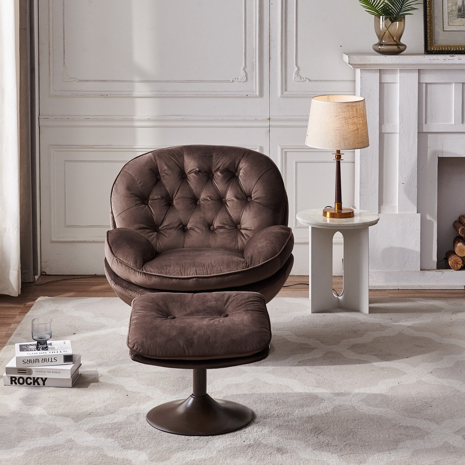 Swivel Leisure chair lounge chair velvet-CASAINC