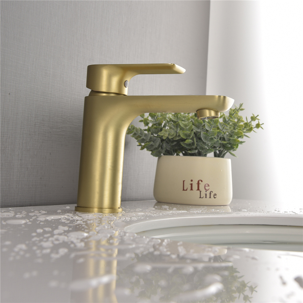 Casainc Single-Handle Bathroom Sink Faucet in Brushed Gold with Water Supply Lines-CASAINC