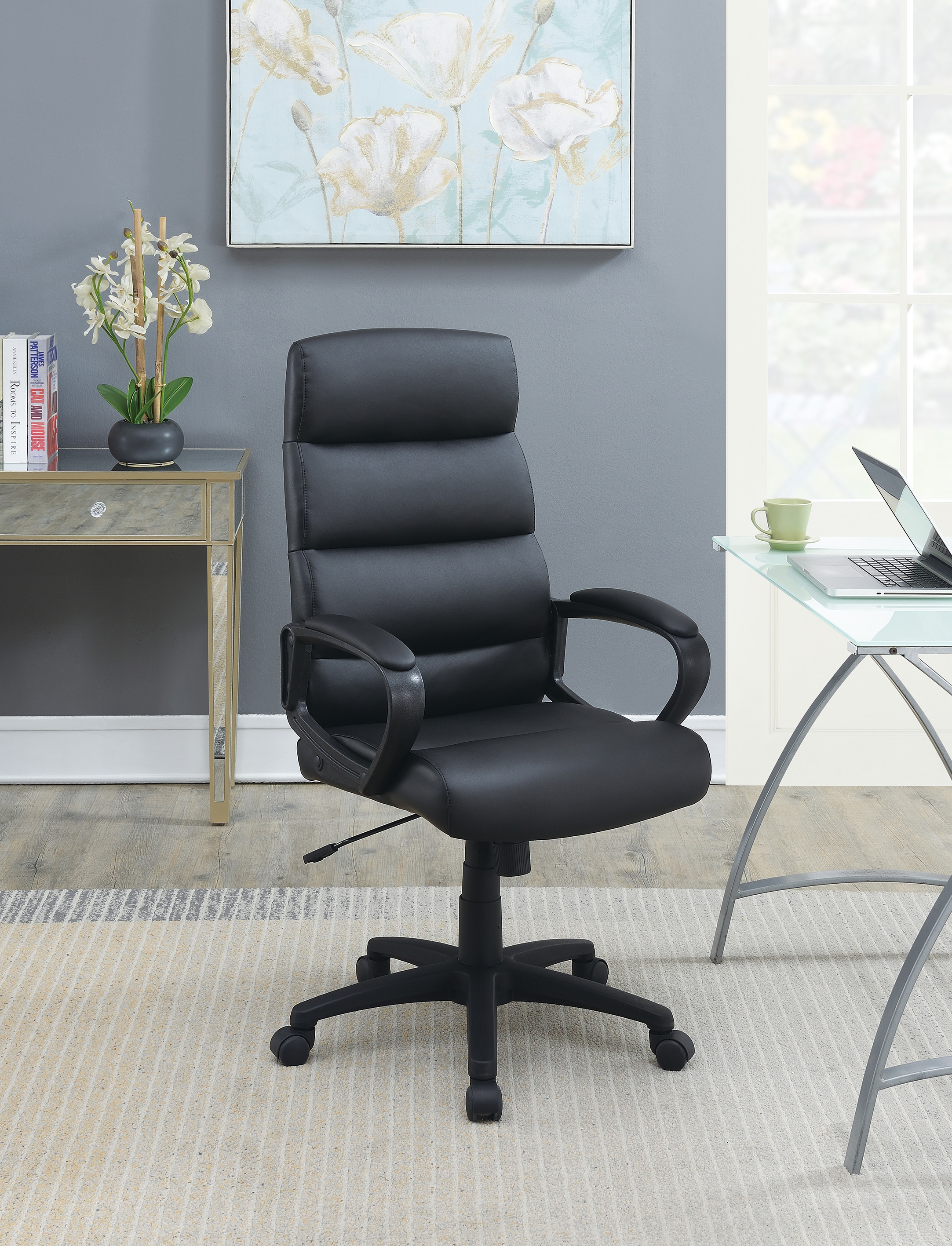 High-Back Adjustable Height Office Chair in Black-CASAINC