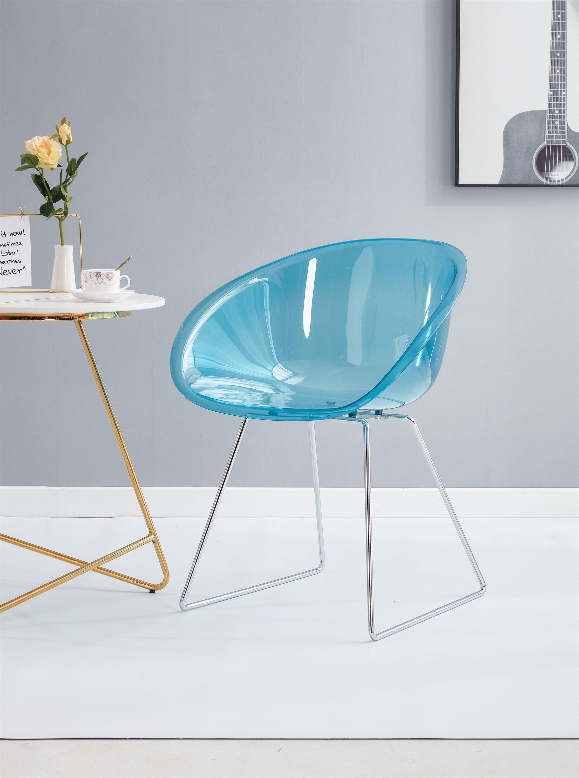 Transparent  Semicircle Side Chair, Dinning Chair, 2 pc per set-CASAINC