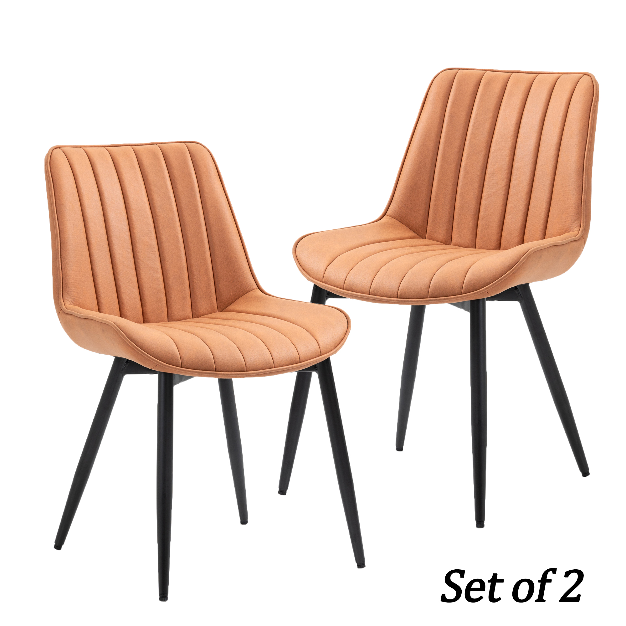 Dining Chairs Set of 2,Modern Kitchen  Dining Room Chairs,Upholstered Dining Accent Chairs in Faux Leather Cushion Seat and Sturdy Metal Legs(Brown)-CASAINC