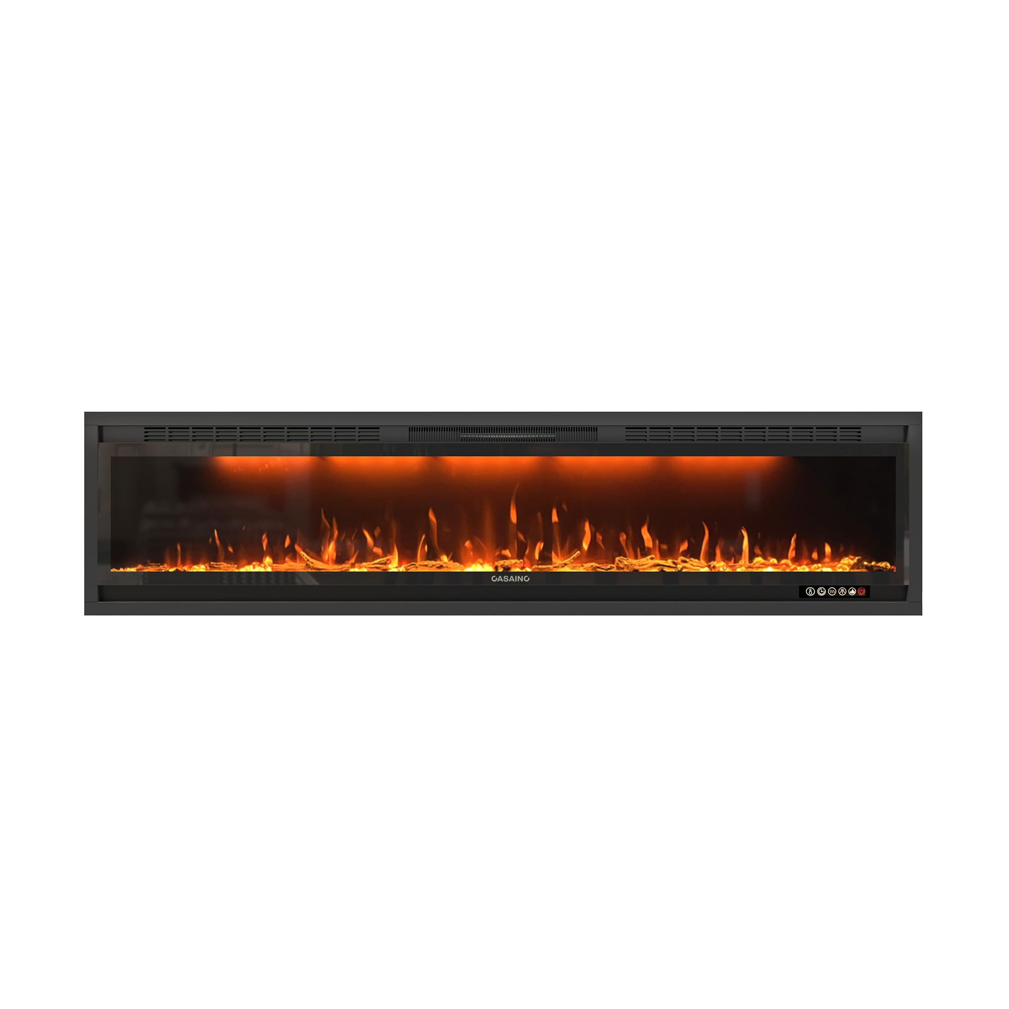  74 Inch Wall-Mounted and Recessed Electric Fireplace in Black