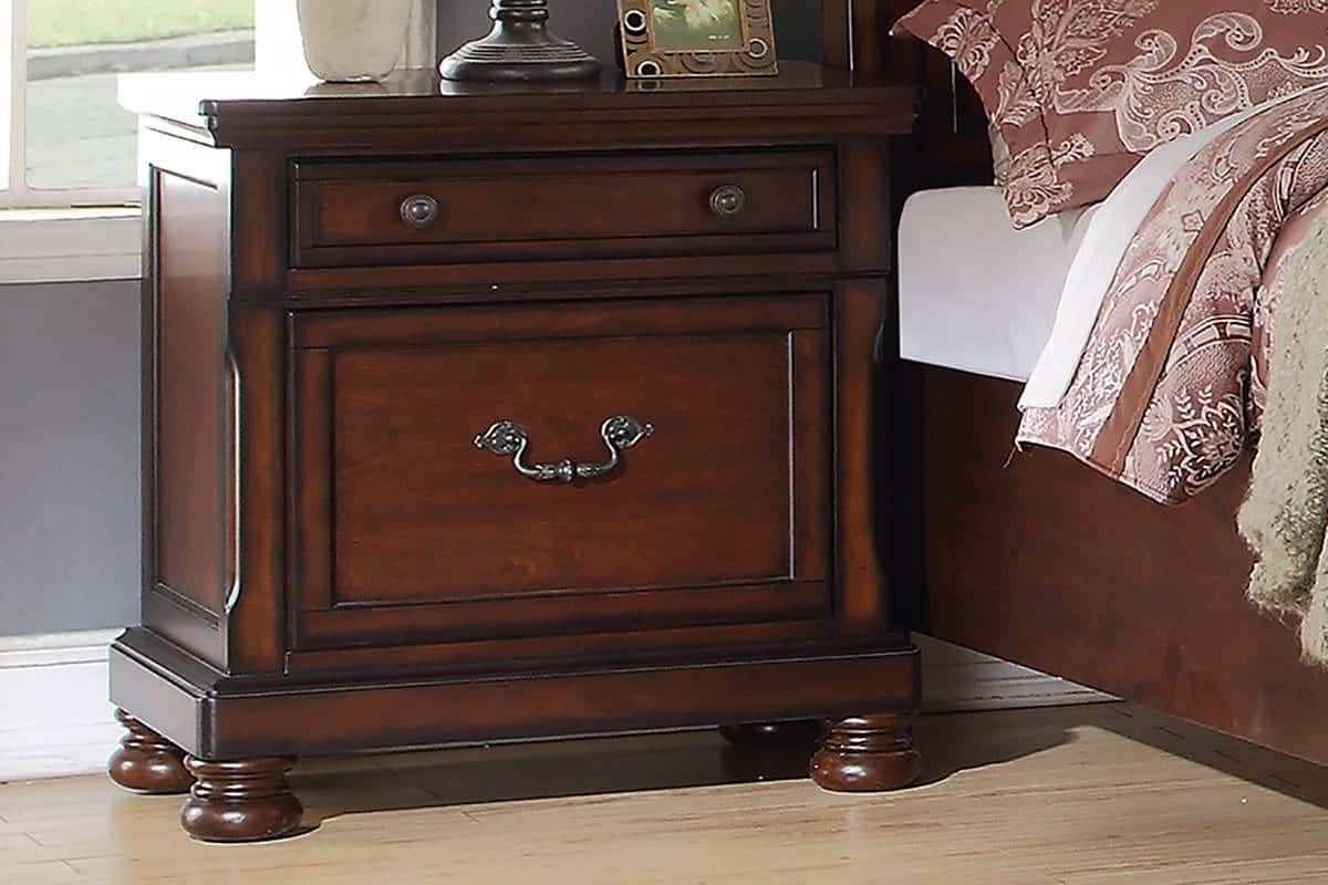 Traditional Formal Look Cherry Finish 1pc Nightstand Storage Space Bedside Table Plywood Veneer Bedroom Furniture