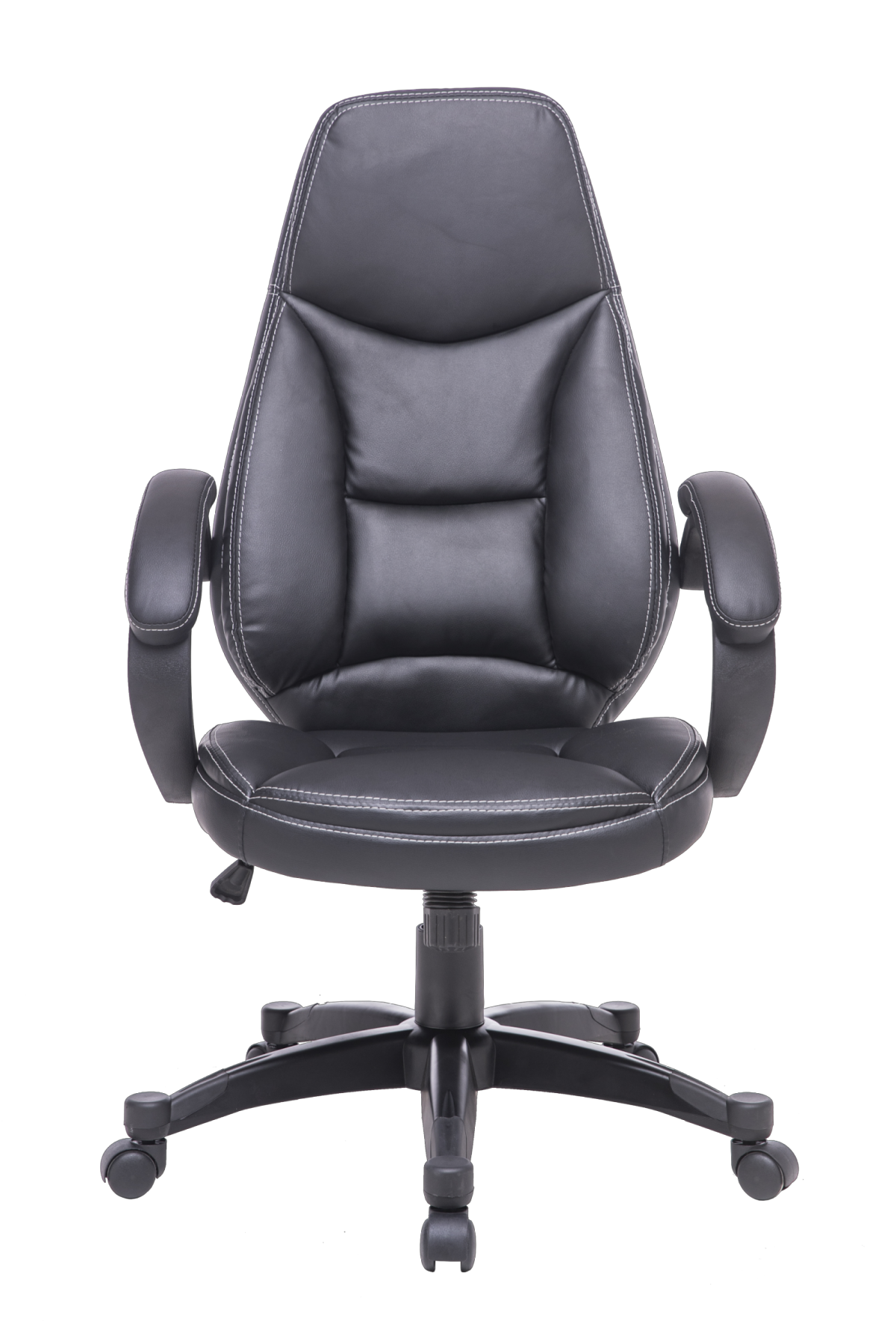 High-Back Faux Leather Chair, Black-CASAINC