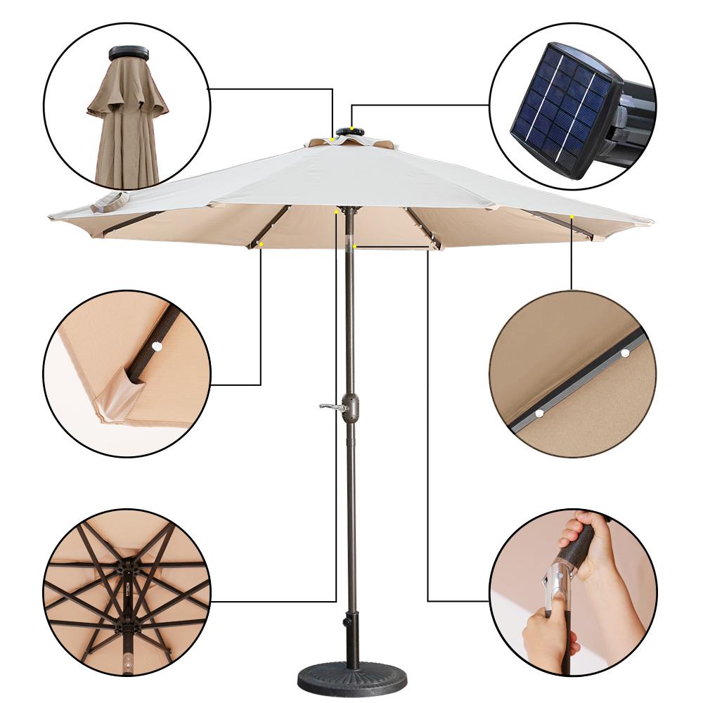 Casainc Outdoor Patio 9 ft. Aluminum Tilt Half Beach Umbrella in Sand Without Base-CASAINC