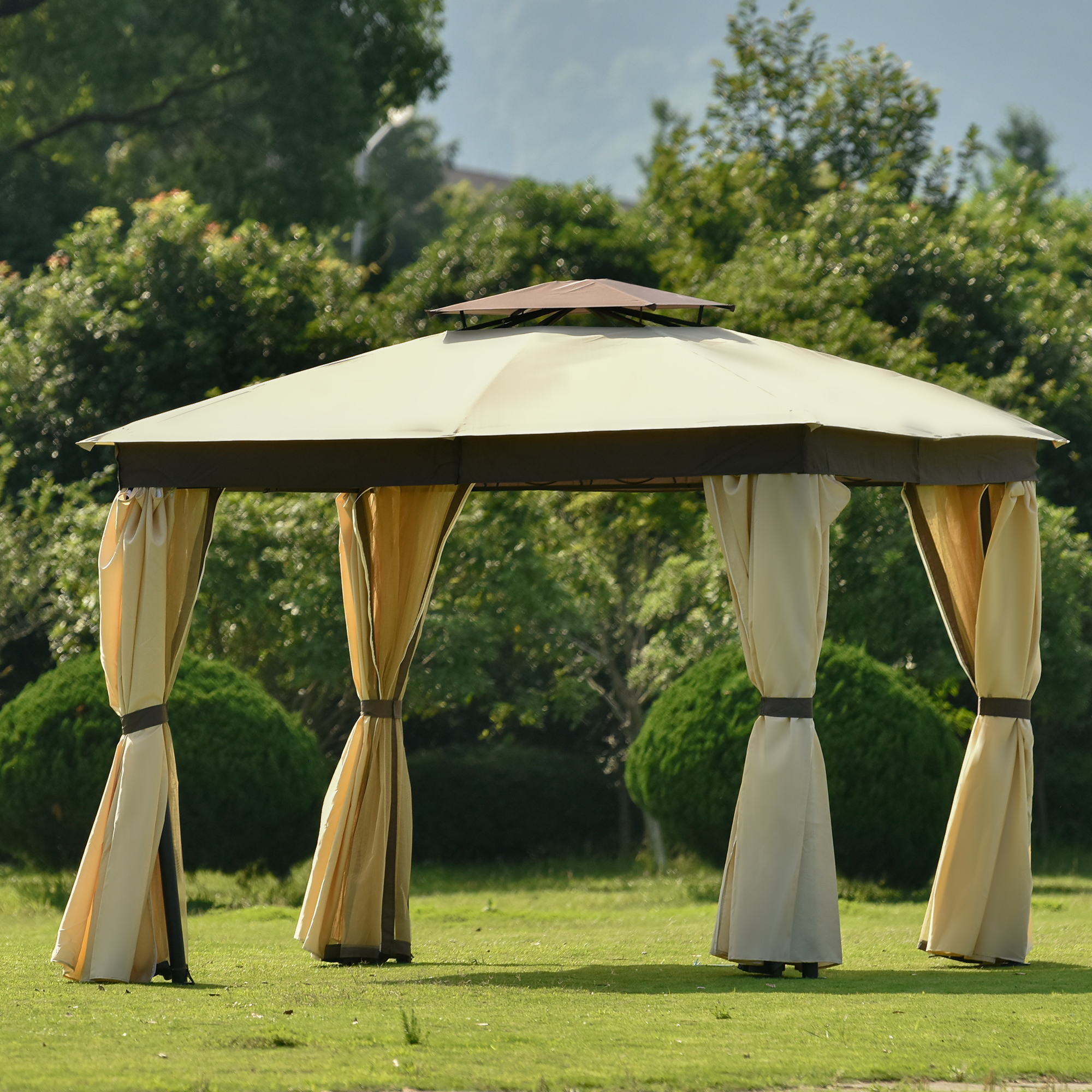 U-style Gazebo Canopy Soft Top Outdoor Patio Gazebo Tent Garden Canopy for Your Yard, Patio, Garden, Outdoor or Party-CASAINC