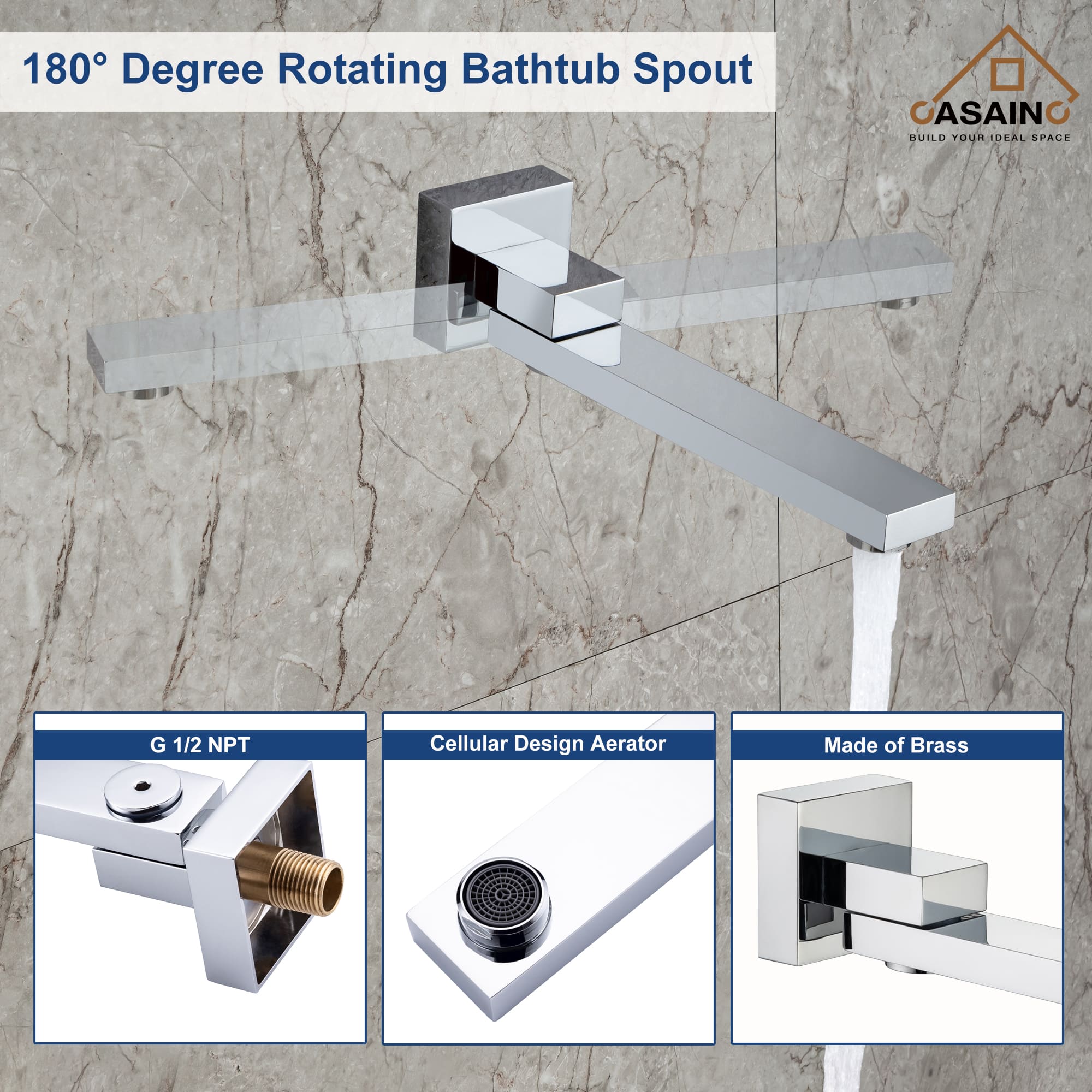 CASAINC Shower System with Rain Shower and Handheld and Tub Faucet Shower Set 