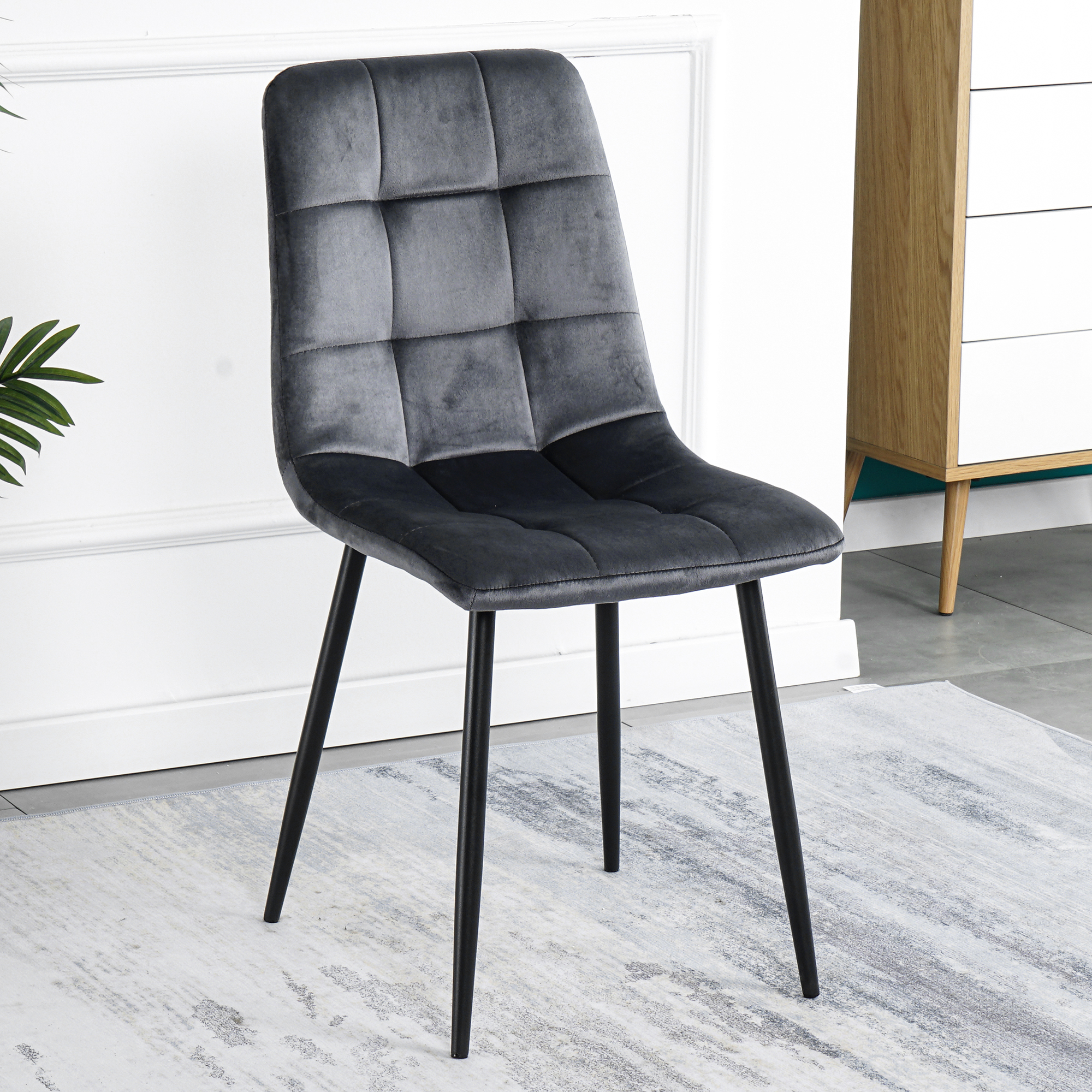 Modern Velvet Dining Chairs , Fabric Accent Upholstered Chairs Side Chair with Black Legs for Home Furniture Living Room Bedroom Kitchen Dinning room(set of 4)-CASAINC