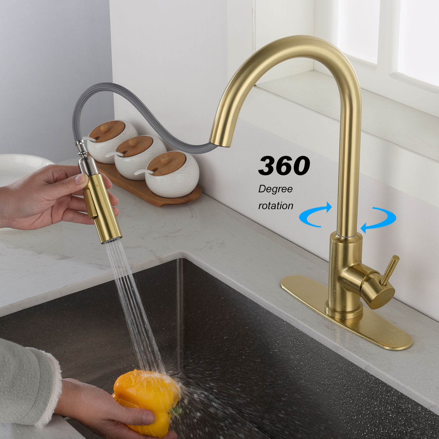 Touch Kitchen Faucet with Pull Down Sprayer-CASAINC