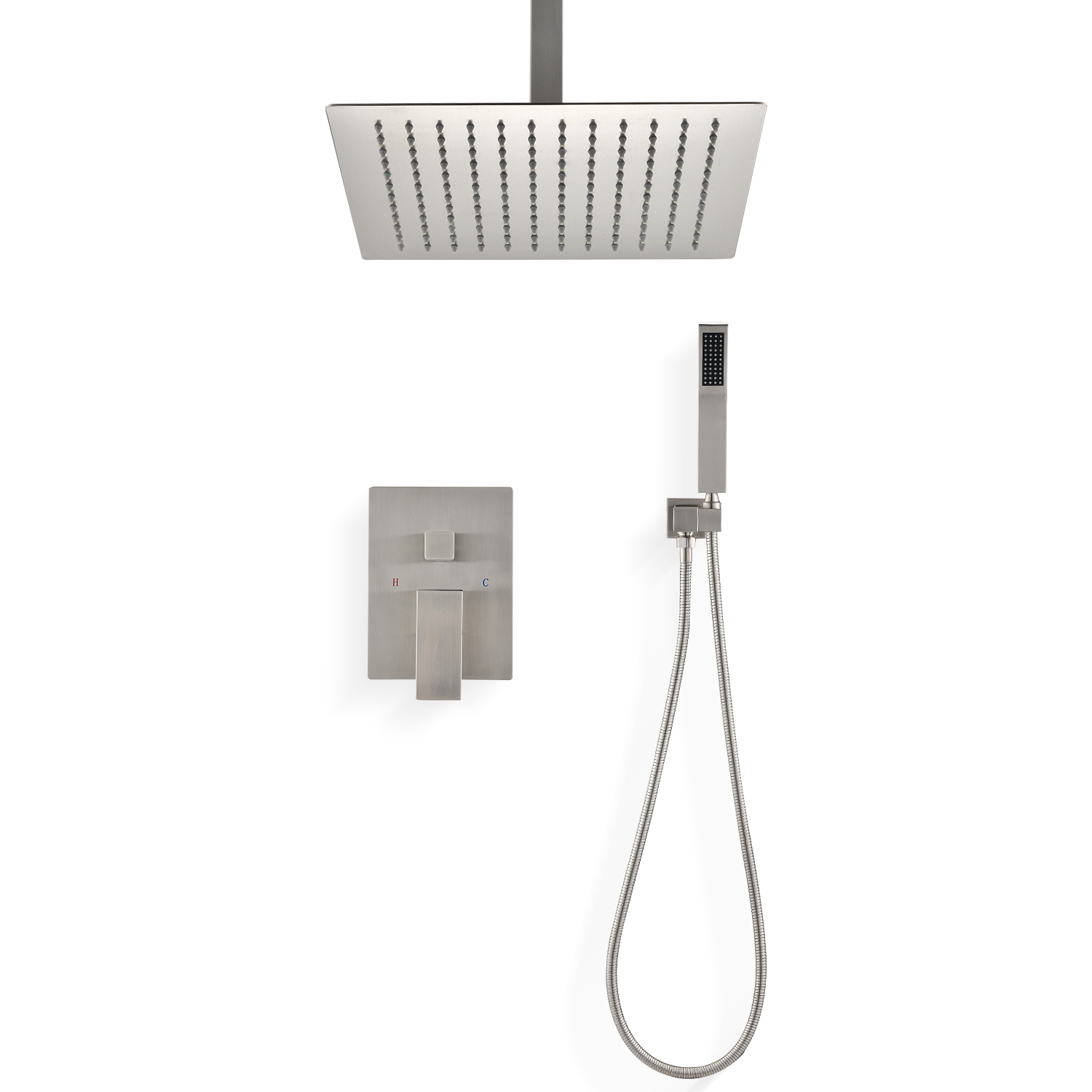 Ceiling Mounted Shower System Combo Set with Handheld and 16'Shower head-CASAINC