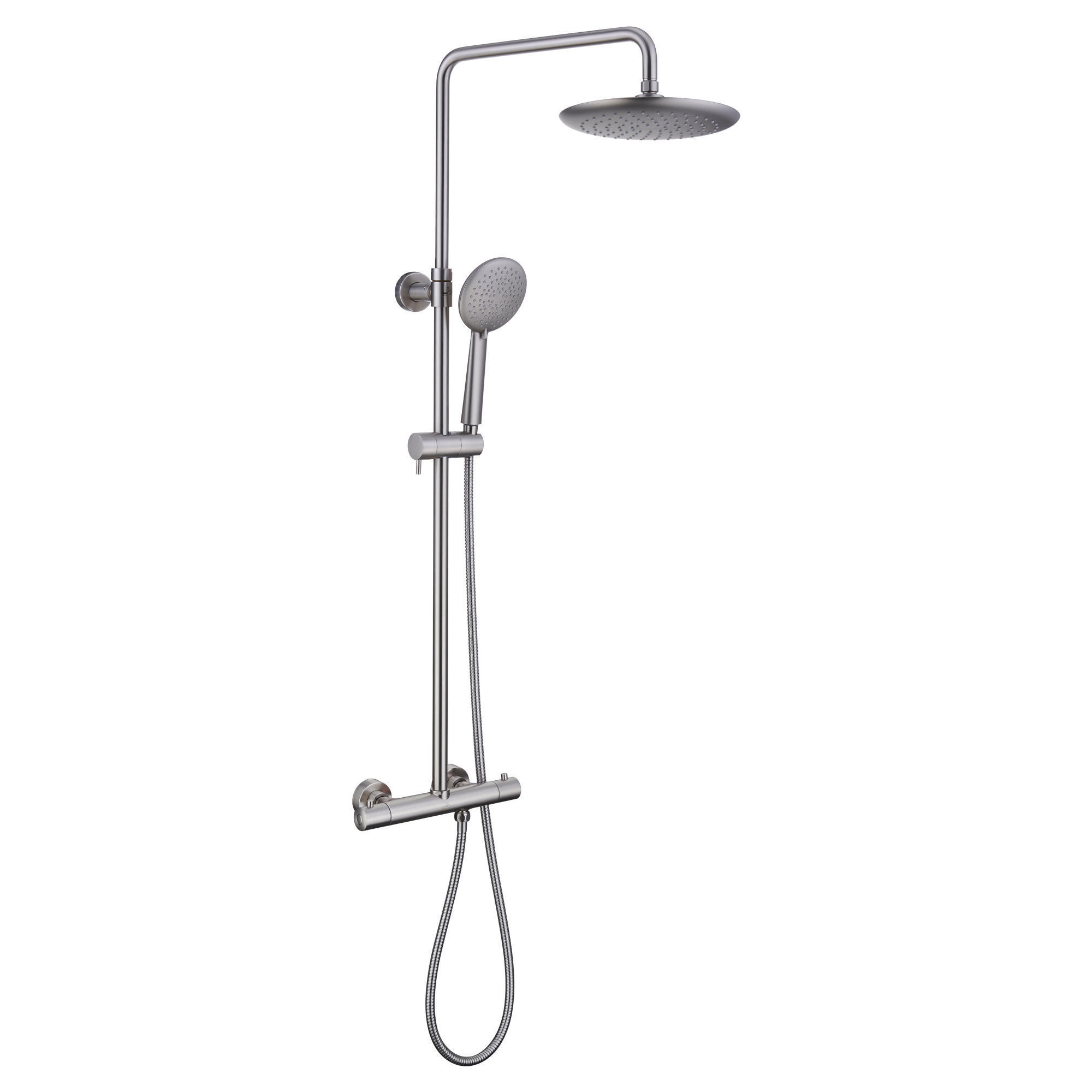9.5 inch Thermostatic rain shower faucet  (brushed nickel) slide bar included-CASAINC