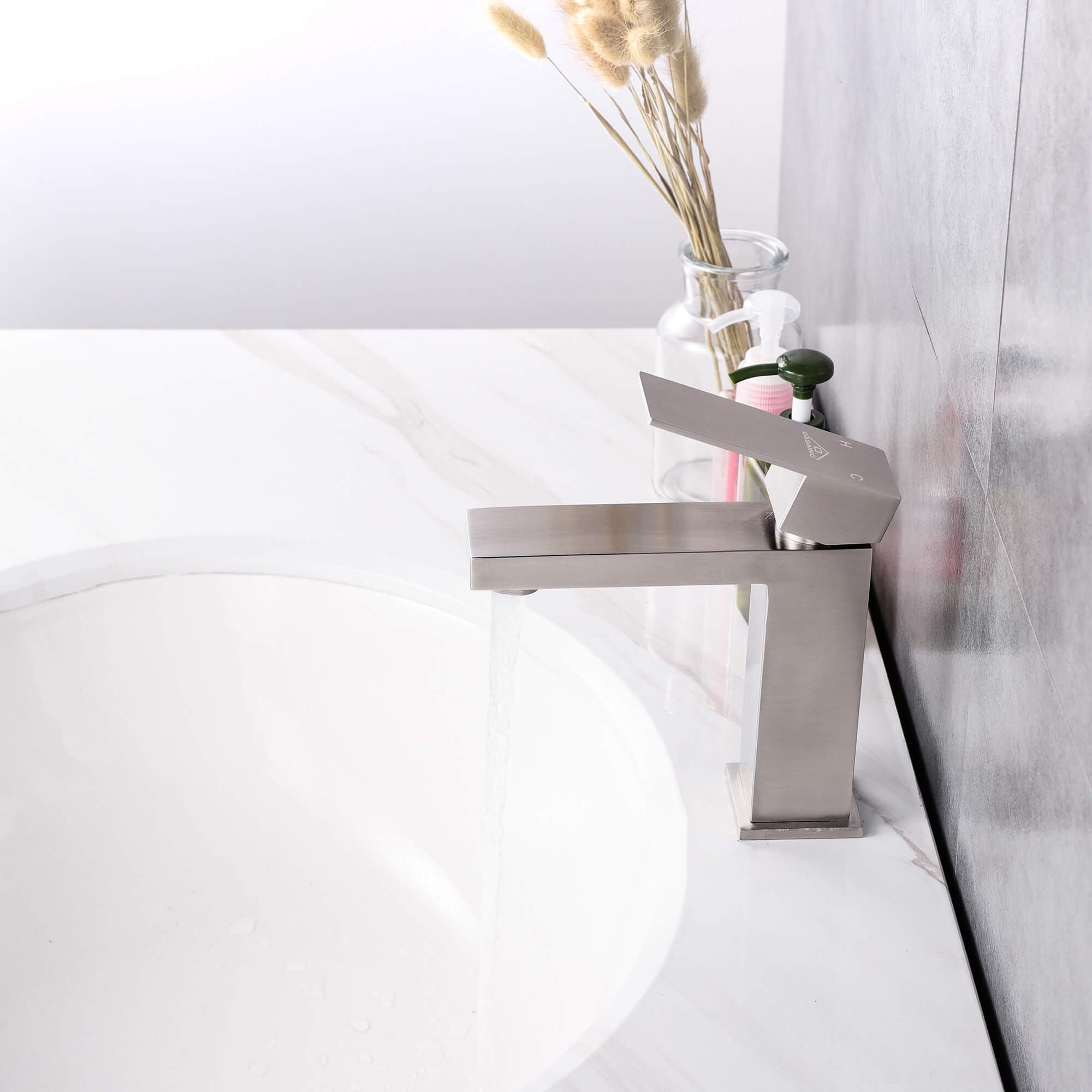 Casainc Brushed Nickel 1-Handle Residential Freestanding Sink Faucet