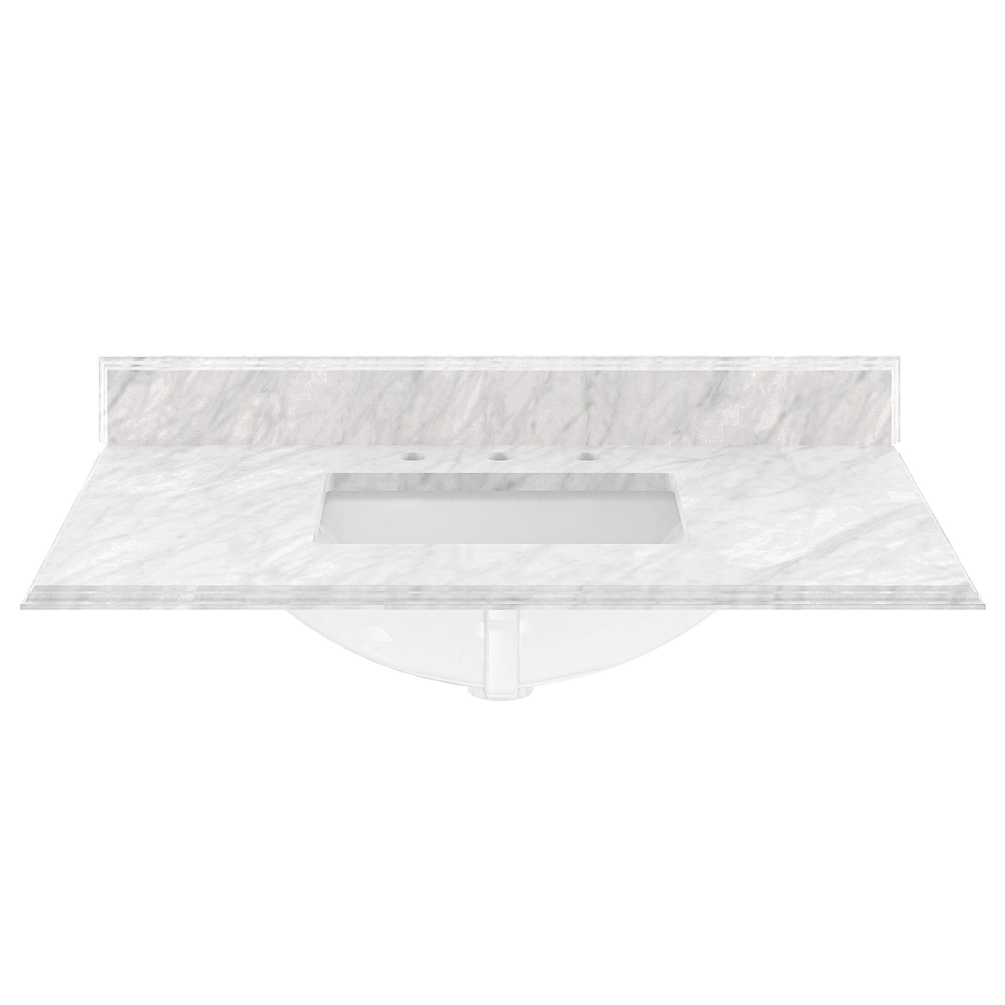 37" White Italian Carrara Natural Marble Single Sink Bathroom Vanity ...