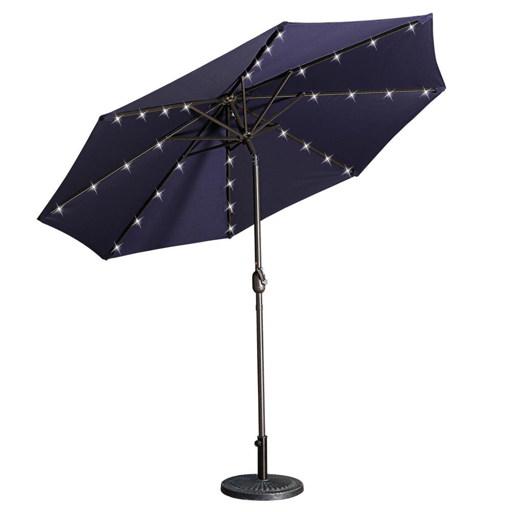 Casainc Outdoor Patio 9 ft. Aluminum Tilt Half Beach Umbrella in Navy Blue Without Base-CASAINC