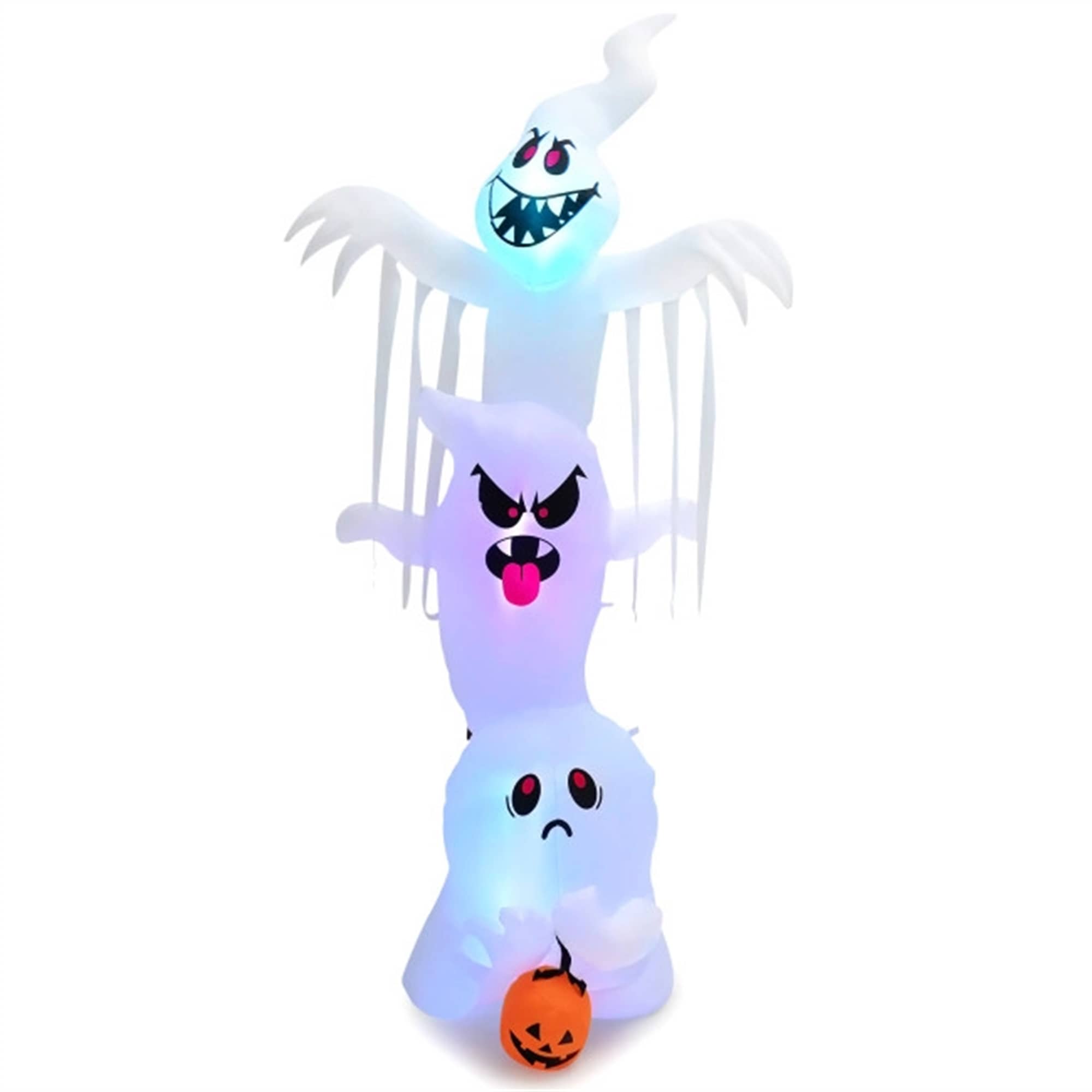CASAINC 10 Feet Giant Inflatable Halloween Overlap Ghost Decoration with Colorful RGB Lights