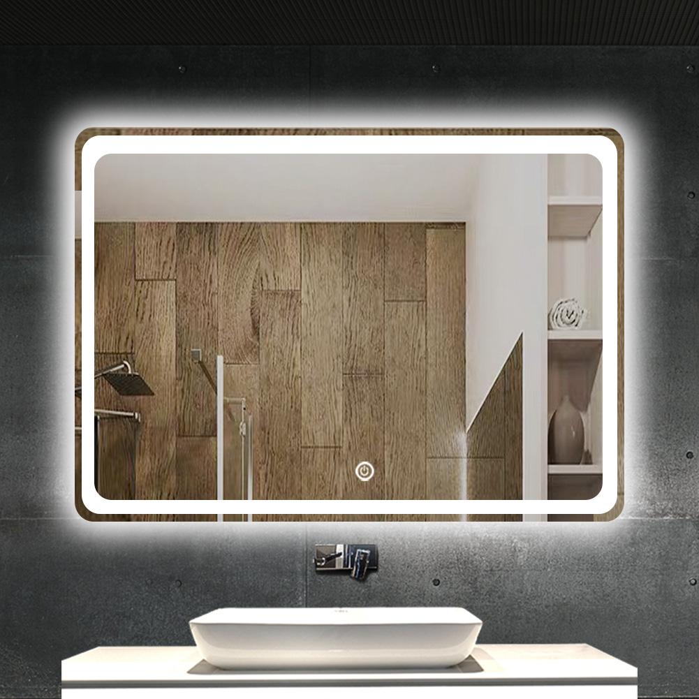 32" x 24" Bathroom Mirror, Backlit Mirror with Led Lights Lighted Makeup Vanity Wall-Mounted Horizontally, Rectangular Frameless Wall Mirror, Shatterproof-CASAINC