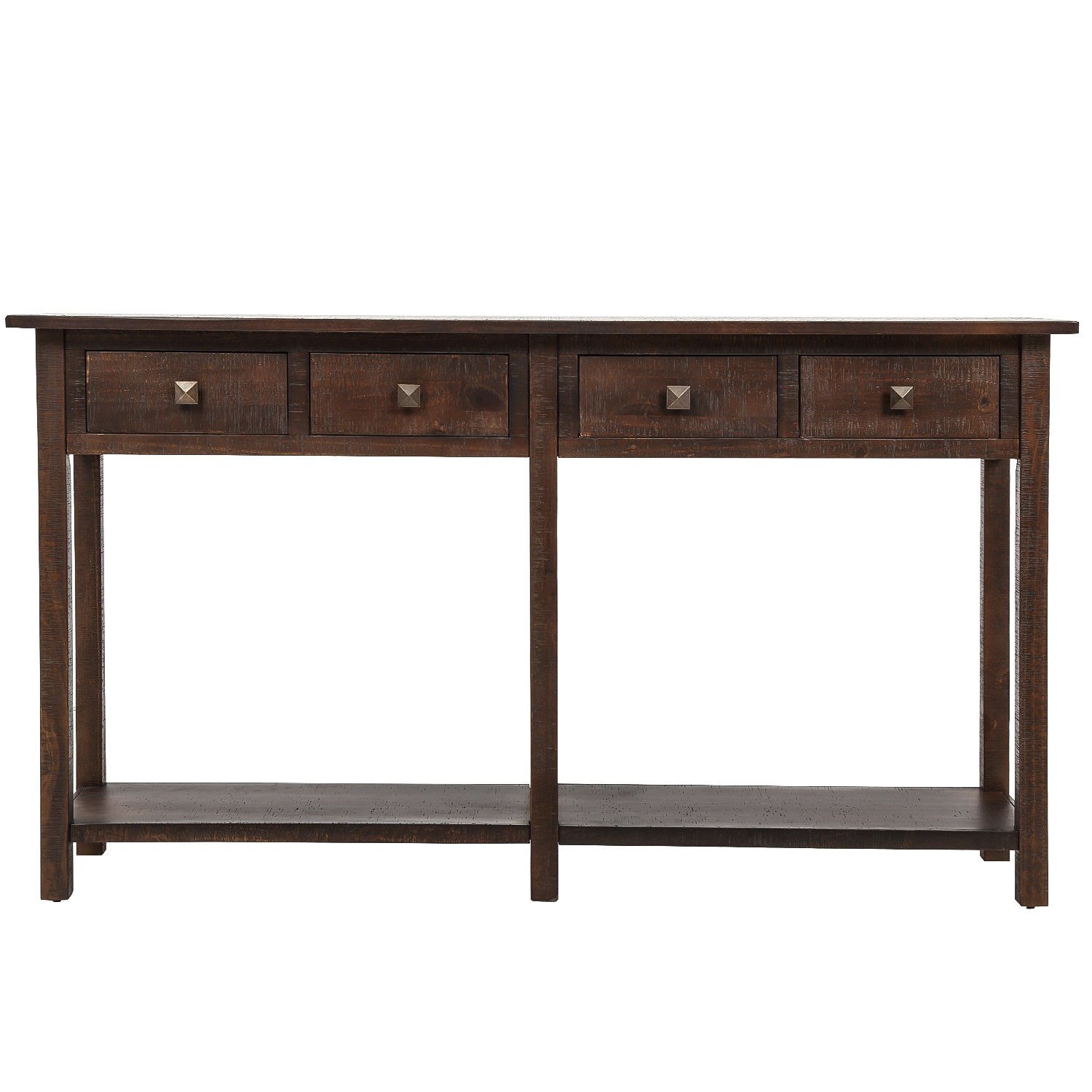 Rustic Brushed Texture Entryway Table Console Table with Drawer and Bottom Shelf for Living Room-CASAINC