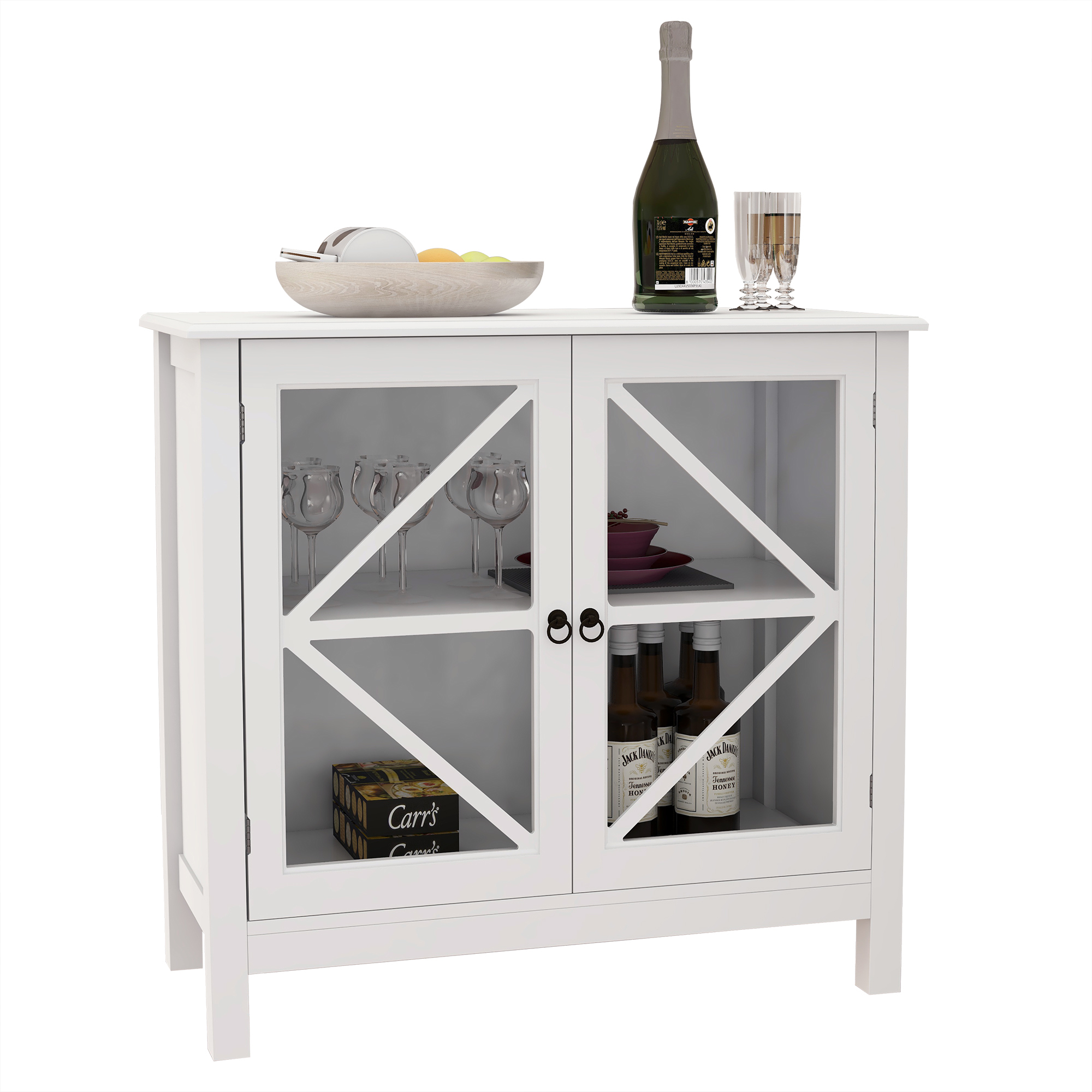 Kitchen cabinet with double glass doors-CASAINC