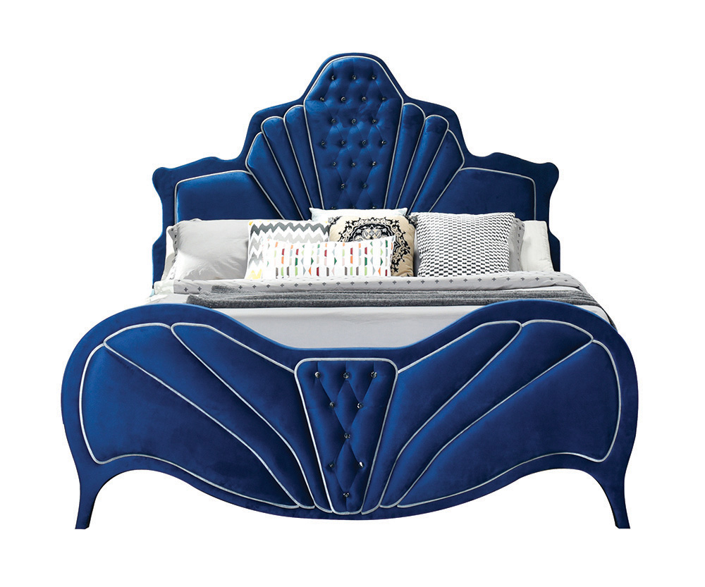 ACME Dante Eastern King Bed, Blue Velvet