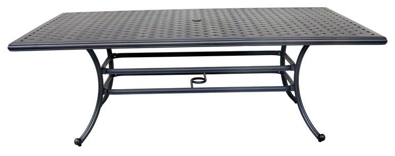 Outdoor Patio Cast Aluminum 46 X 86 Inch Rectangle Dining Table In Dark Grey-CASAINC